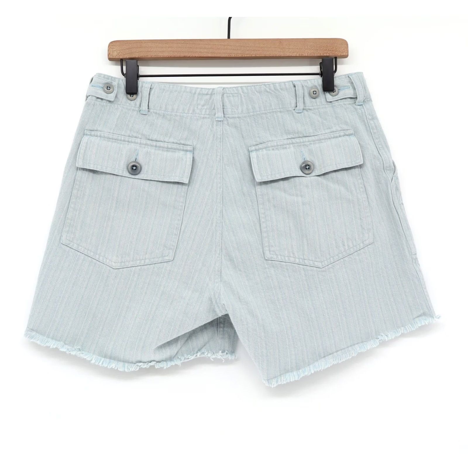 THE GREAT The Great Shorts Light Blue Utility Soft Denim High Waisted Summer Raw Hem Sz 29 Women Size 29" - 2 Thumbnail