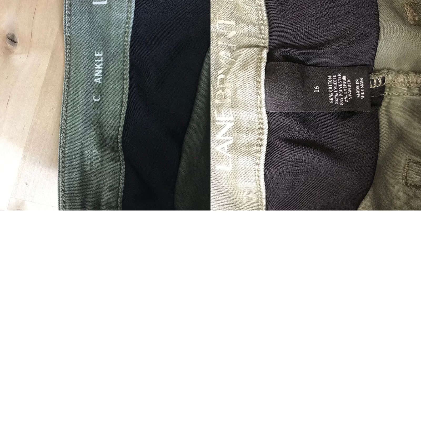 Vintage Lane Bryant Olive Green Ankle Skinny Jeans Women's 16 Black Label Denim Casual Pockets Stretch 5-Pocket Distressed Size 38" / US 16 / IT 52 - 8 Thumbnail