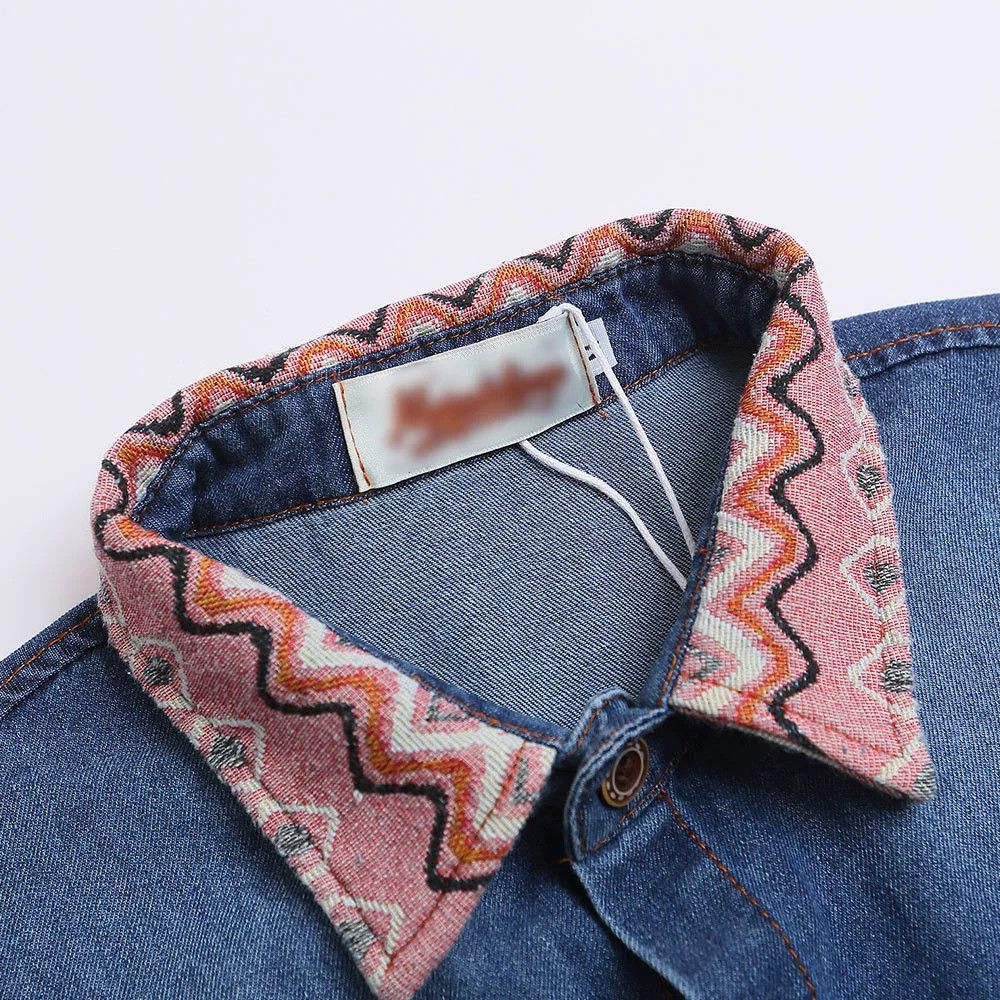 Vintage Retro street trend men's loose casual tie-dyed denim shirt Size US M / EU 48-50 / 2 - 3 Thumbnail