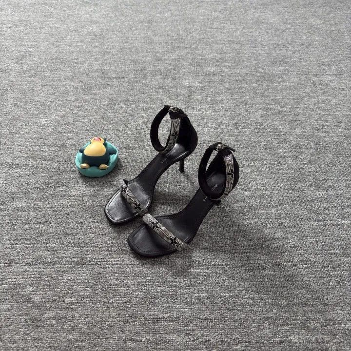 Louis Vuitton Louis Vuitton Stylish Black Rhinestone Heels for Women -250 Size US 5 / IT 35 - 1 Thumbnail