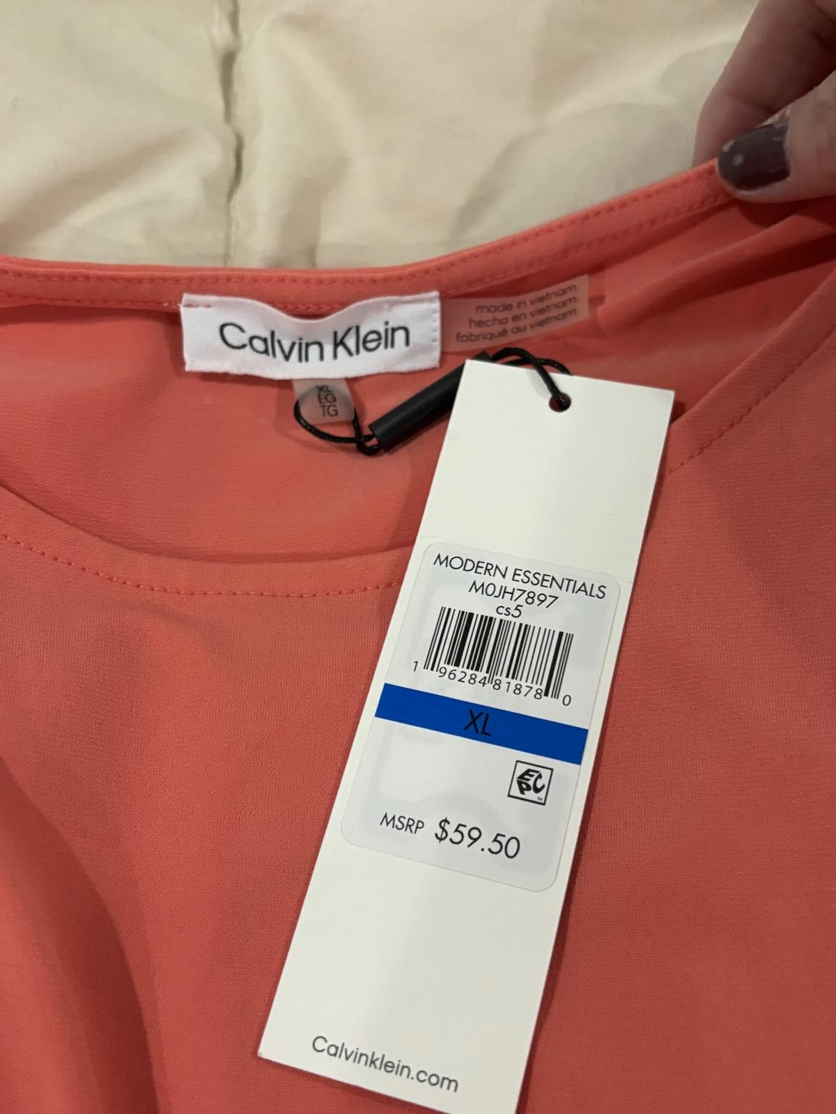 Calvin Klein 7. Calvin Klein NWT Size XL Coral Side Drape Front Size XL / US 12-14 / IT 48-50 - 7 Thumbnail