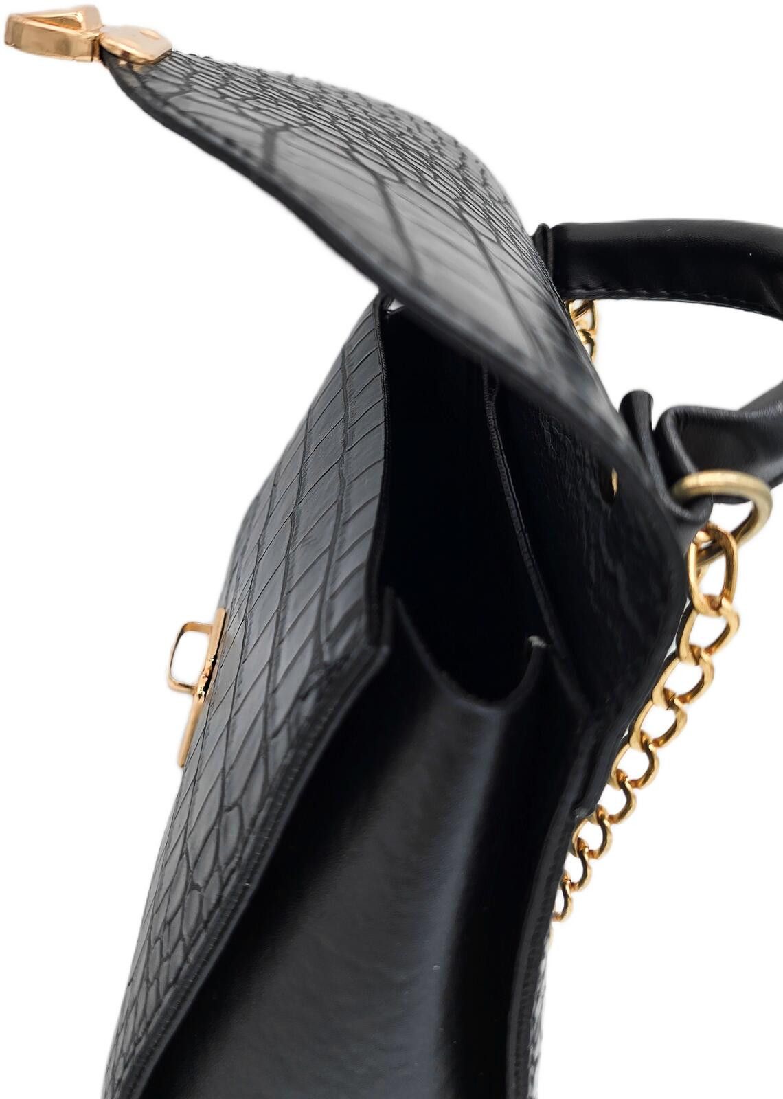 Genetic Manipulation Shinichiro Kuriya Elegant Black Crocodile Pattern Leather Handbag with Strap Size ONE SIZE - 8 Thumbnail