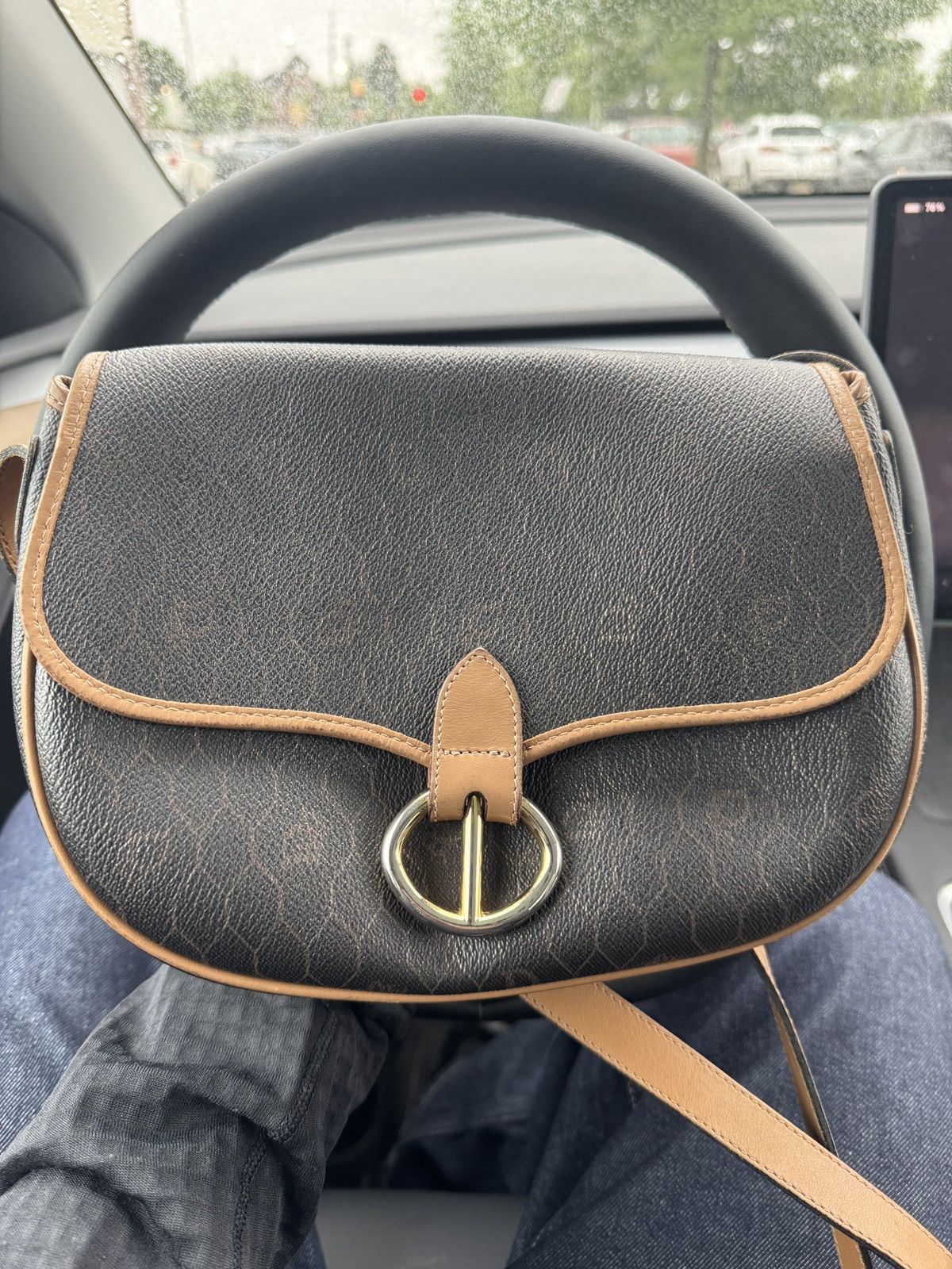 Dior Christian Dior Honeycomb Leather Shoulder Bag Brown Purse Size ONE SIZE - 4 Thumbnail