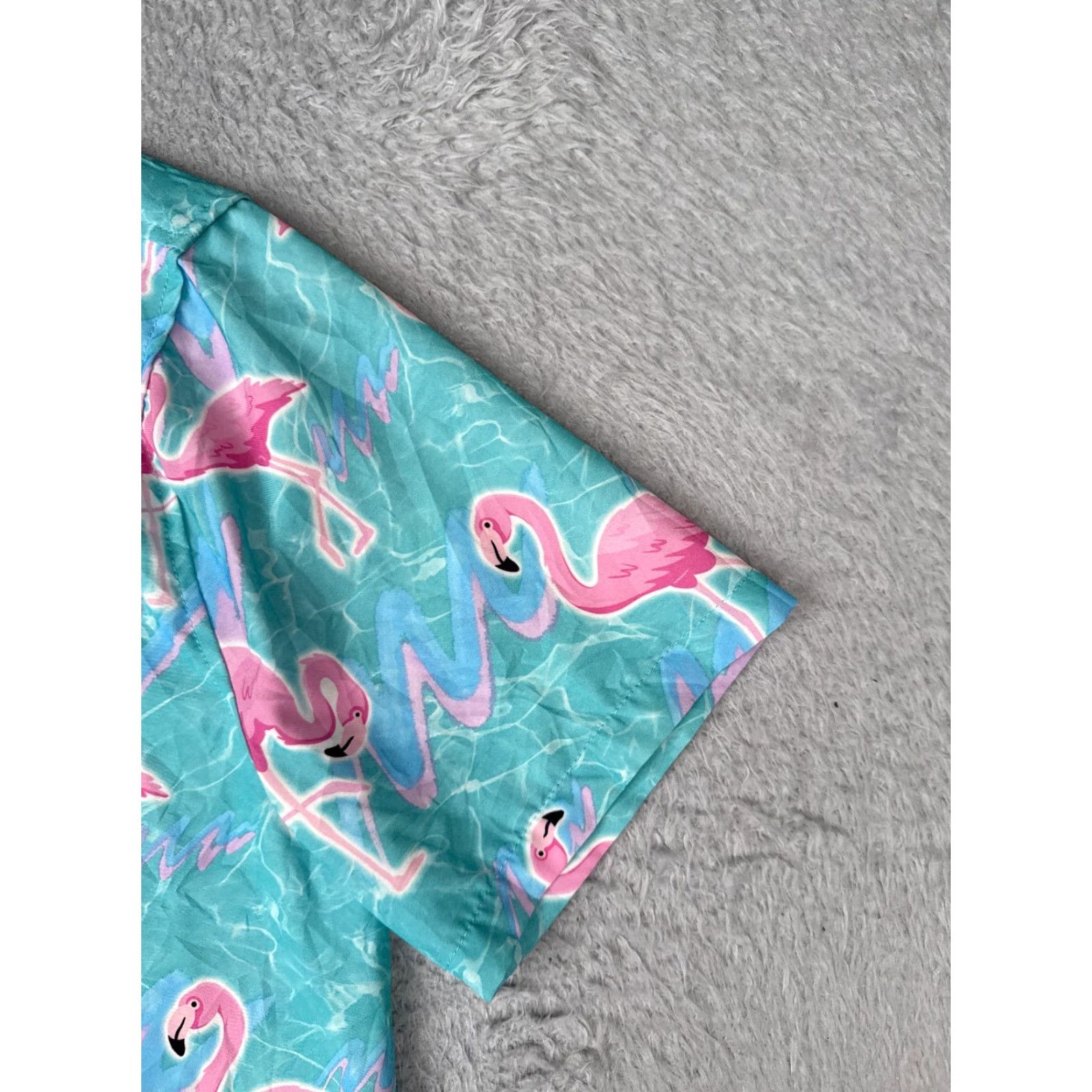 Vintage VINTAGE Brooklyn Cloth Shirt Men Medium Blue Pink Flamingo AOP Polyester Blend Hawaiian Size US M / EU 48-50 / 2 - 2 Thumbnail