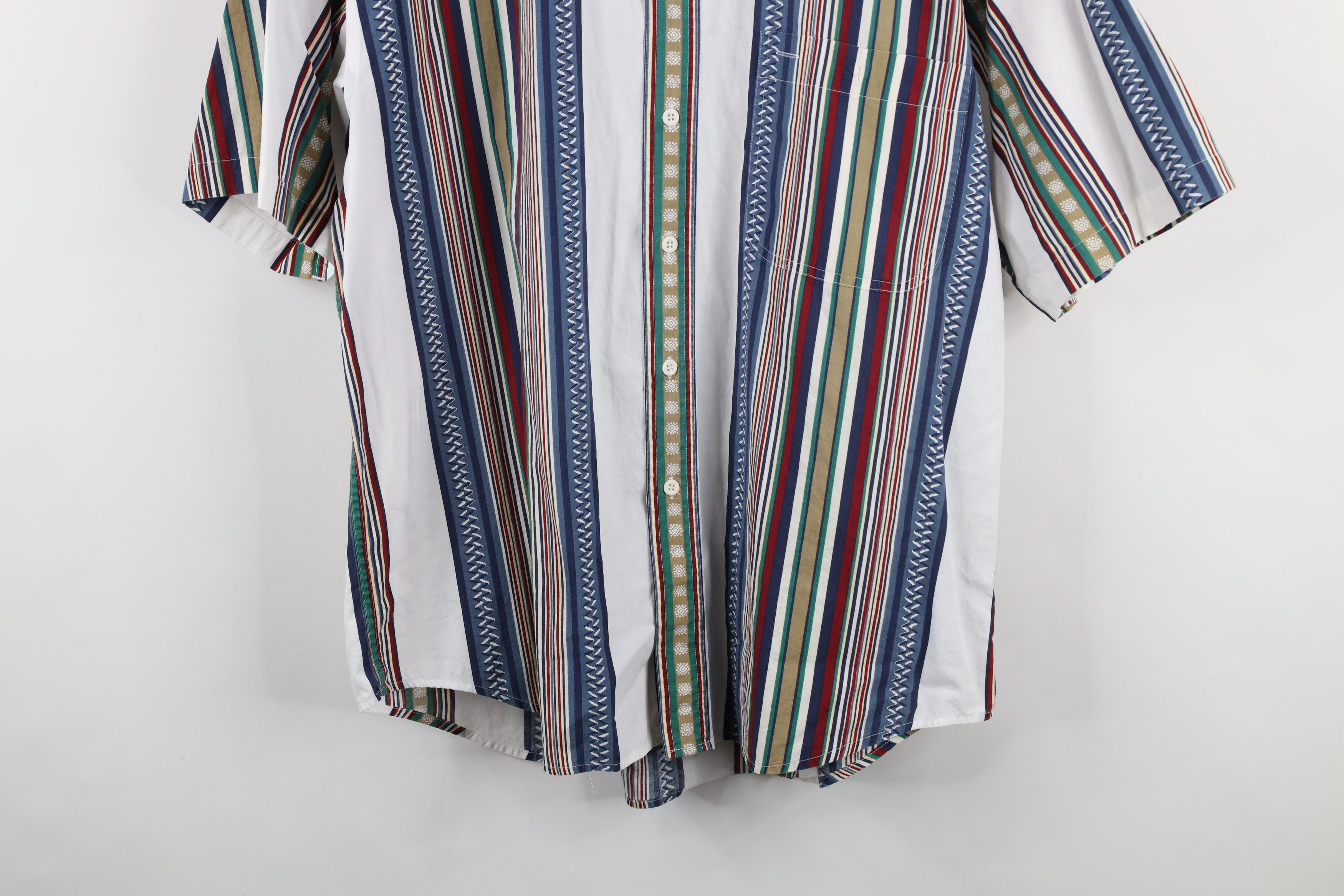 Vintage Vintage 90s Streetwear Striped Geometric Poplin Button Shirt Size US L / EU 52-54 / 3 - 3 Thumbnail
