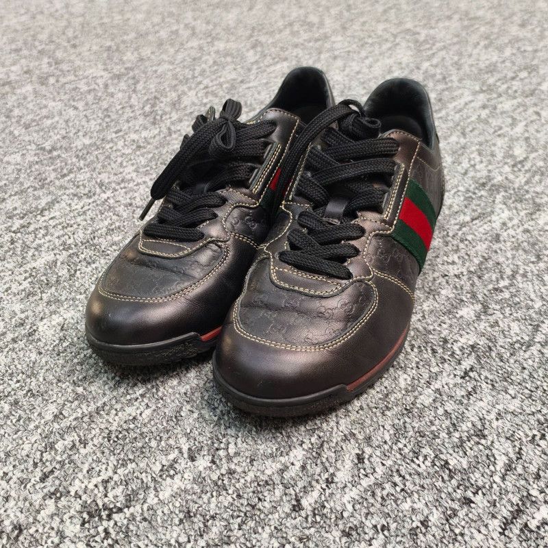Gucci Gucci Black Leather Casual Sneakers for Women 0079 Size US 6.5 / IT 36.5 - 1 Thumbnail