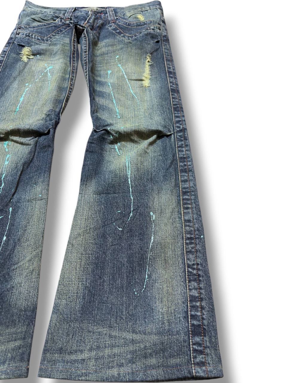 If Six Was Nine Vintage Root Three Style Flare CurveLeg Paint Splatter Denim Size US 32 / EU 48 - 4 Thumbnail