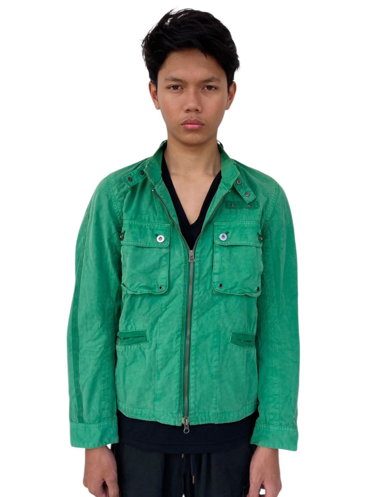 Beams Plus 2000s Beams - Green Biker Jacket Size US M / EU 48-50 / 2 - 3 Thumbnail