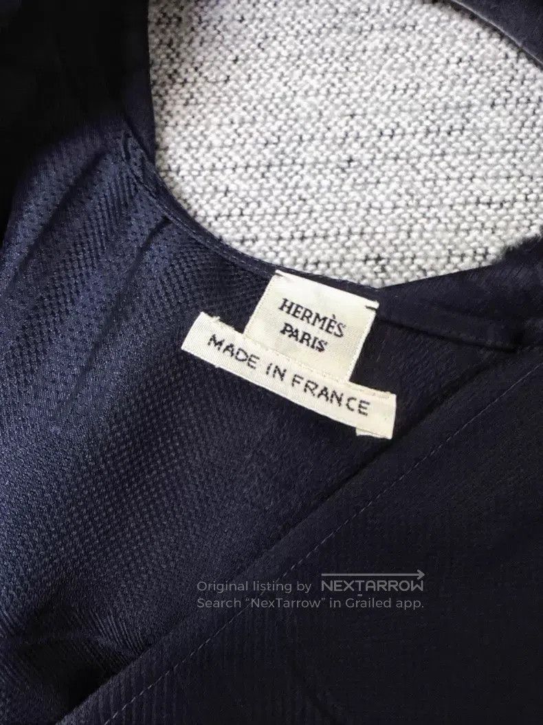 Hermes Hermes Dark Blue Silk Jacquard Long Sleeve Shirt Top Size XS / US 0-2 / IT 36-38 - 5 Thumbnail