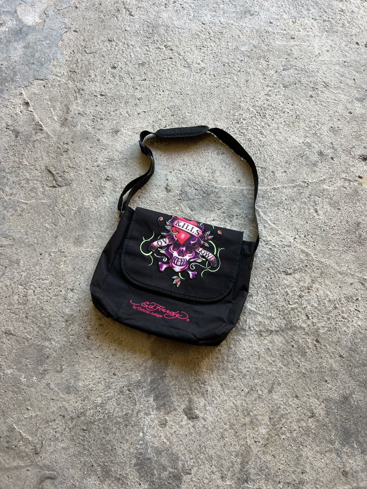 Ed Hardy Rare Ed Hardy Bag Big Logo Rhinestones Vintage Monogram Size ONE SIZE - 1 Thumbnail