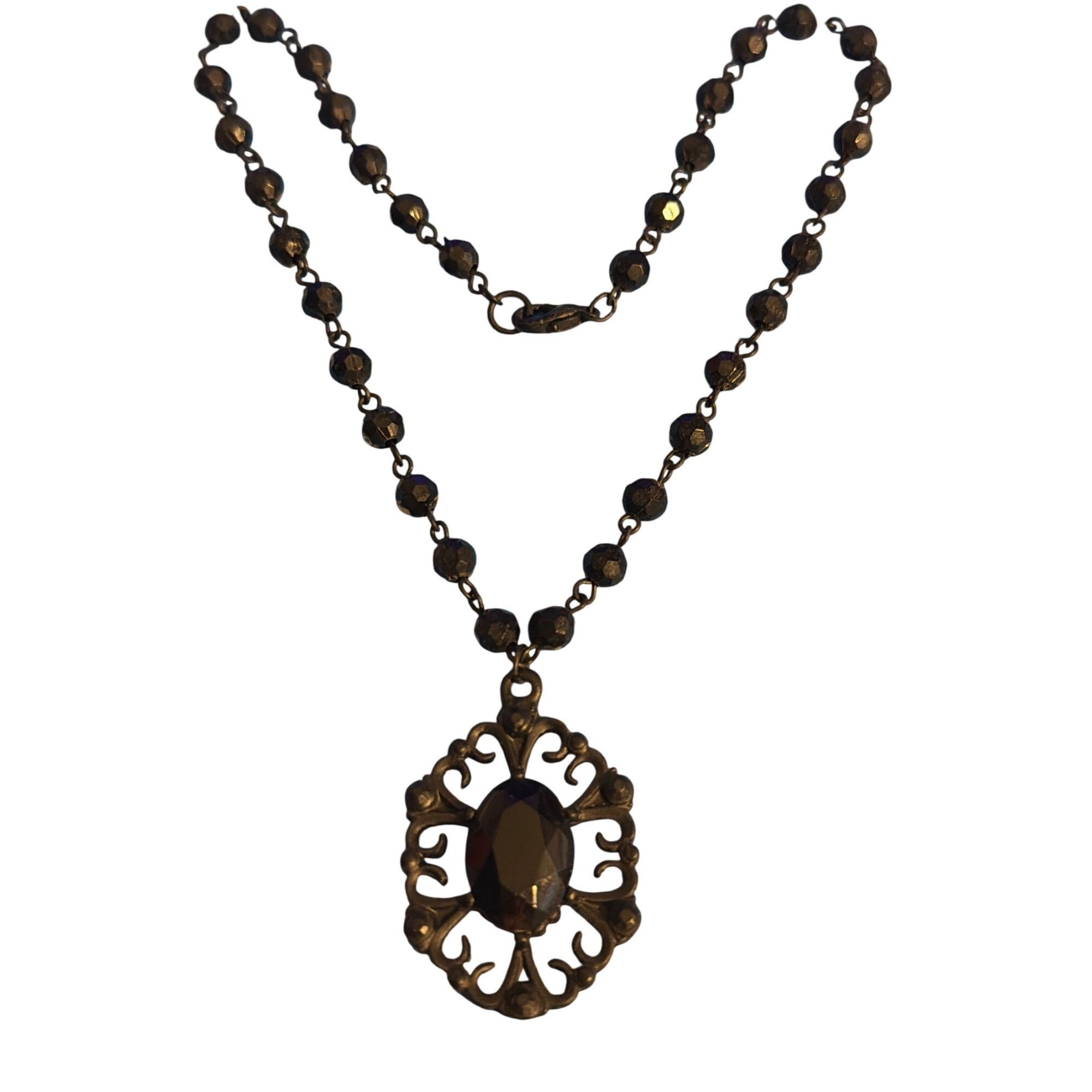 Other Black Gothic Beaded Necklace Pendant Faceted Gemstone Mourni Size ONE SIZE - 4 Thumbnail