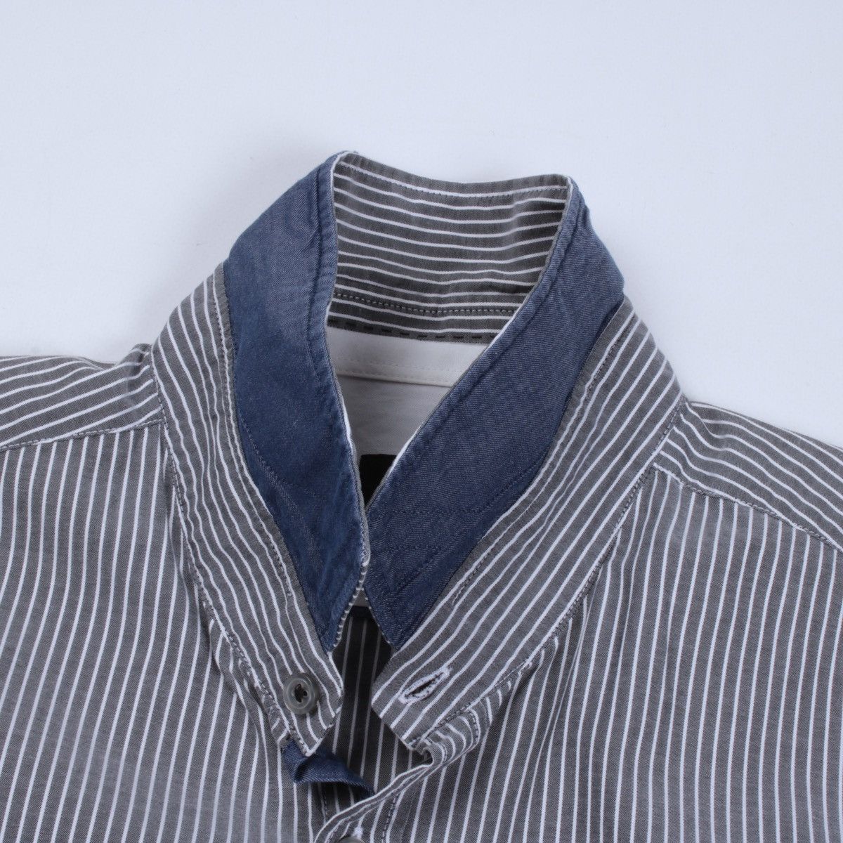 Designer × Hugo Boss HUGO BOSS Lorenzo Striped Gray White Shirt Dress Casual Size US L / EU 52-54 / 3 - 10 Thumbnail