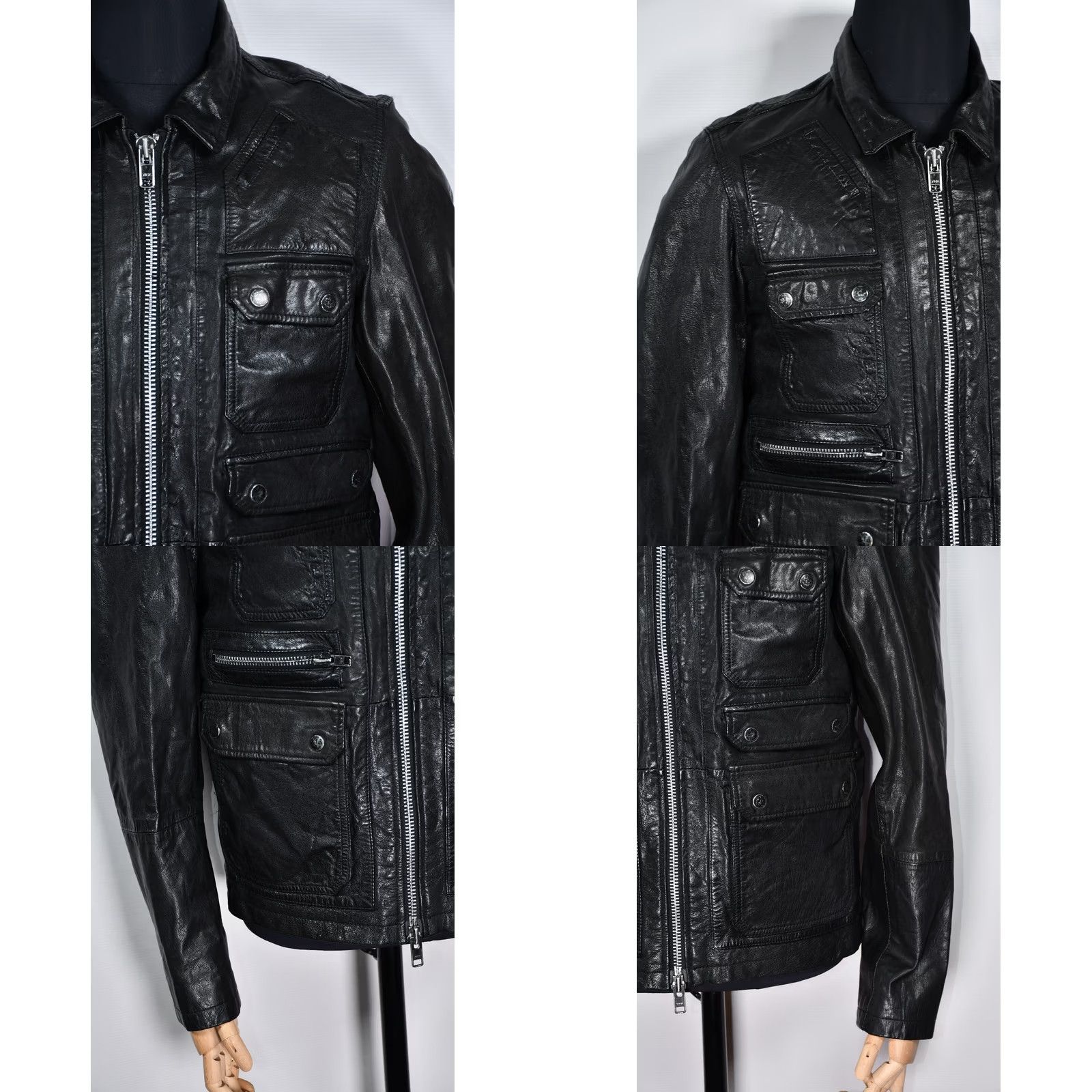 Allsaints AllSaints Habanero Leather Jacket Mens L Black Leather Zip Jacket 2010s Vintage? Size US L / EU 52-54 / 3 - 8 Thumbnail