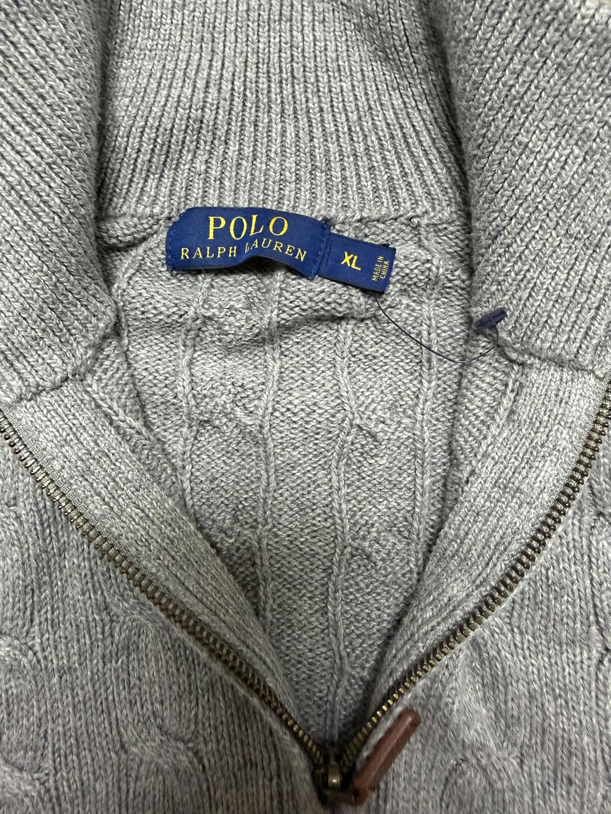 Polo Ralph Lauren Polo Ralph Lauren Cable Knit Quarter Zip Gray Sweater Size US XL / EU 56 / 4 - 5 Thumbnail