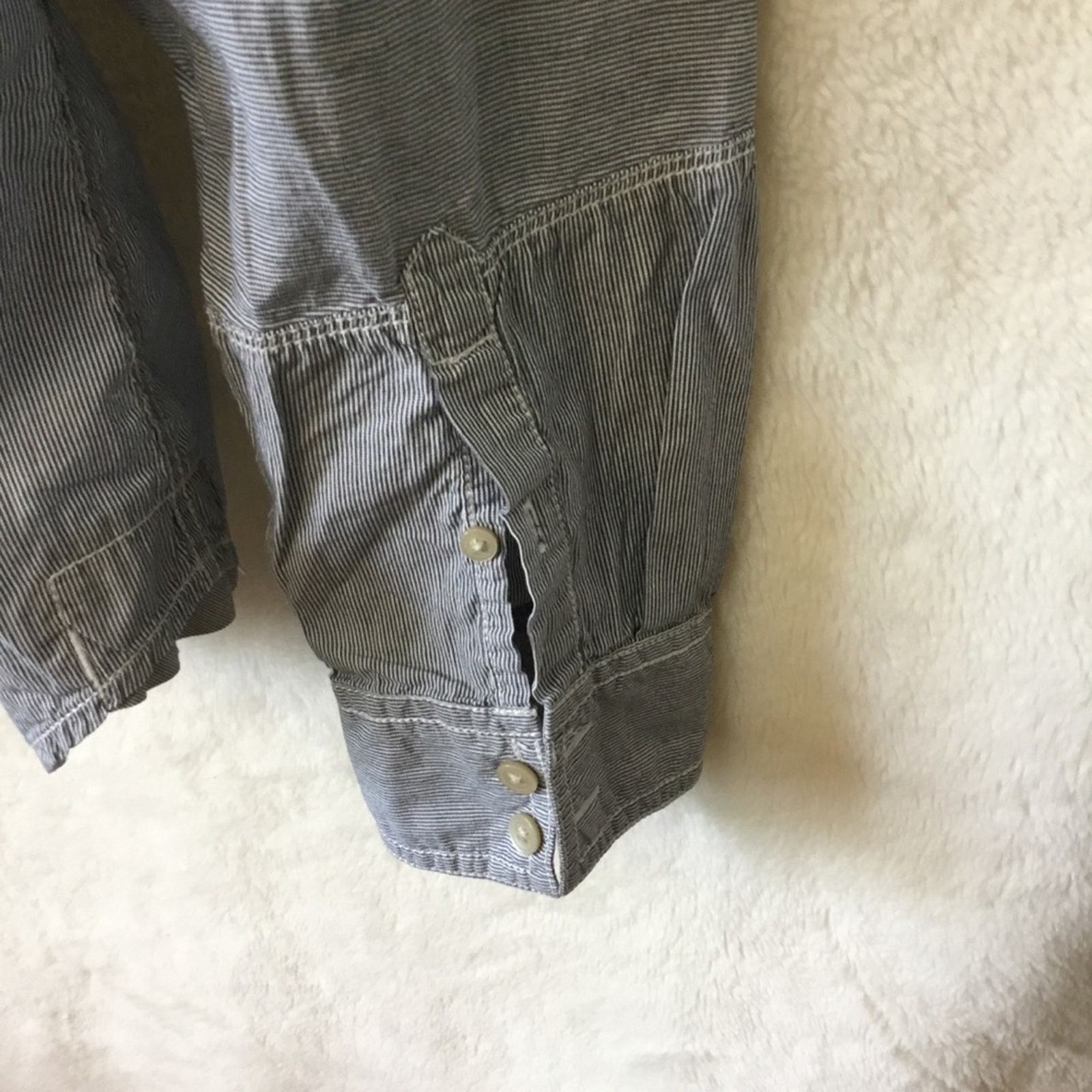 DKNY DKNY Jeans Blue Striped Button-Up Shirt Size M / US 6-8 / IT 42-44 - 11 Thumbnail