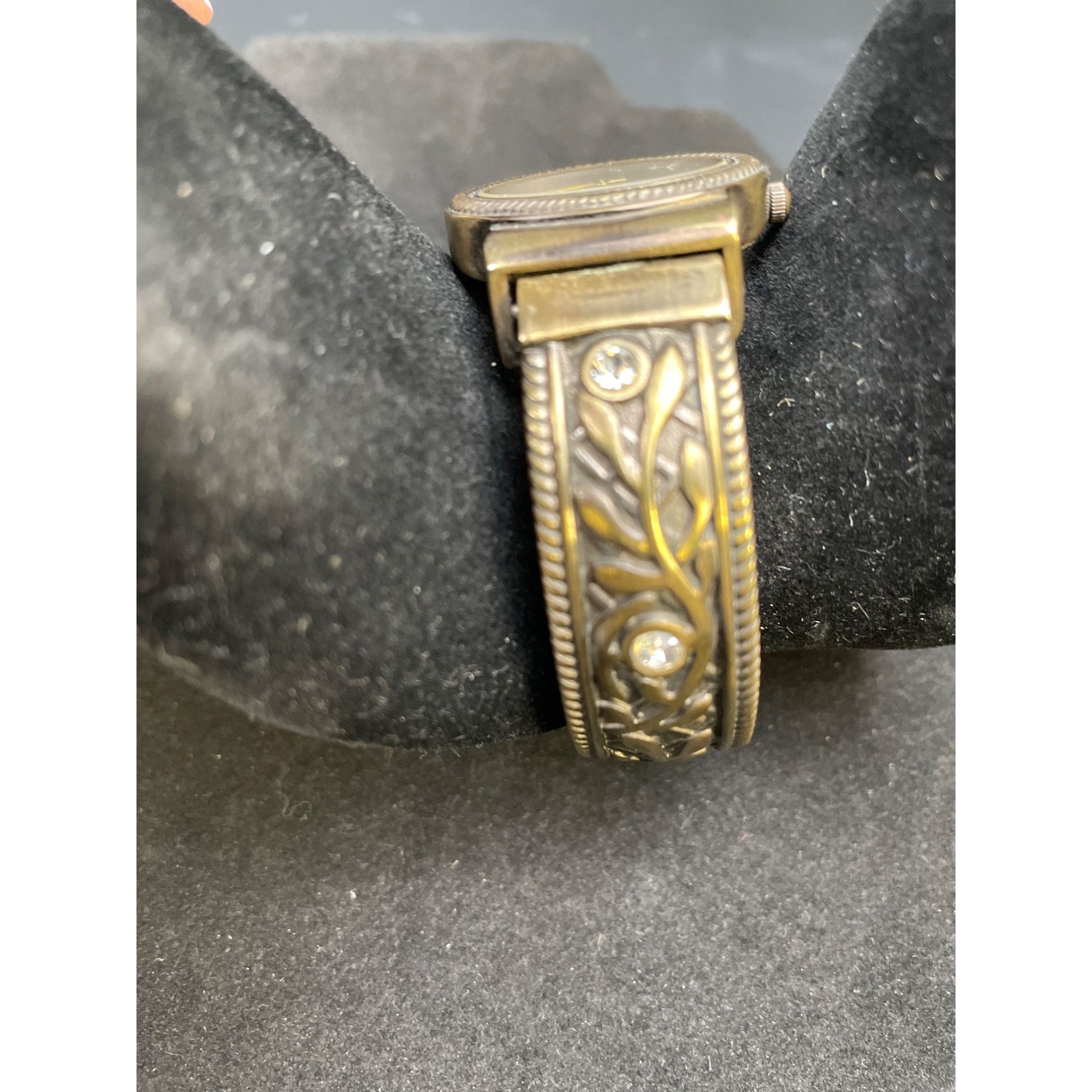 Geneva Geneva Platinum Women's Bangle/Cuff Watch bronze/ rhinestone Size ONE SIZE - 4 Thumbnail