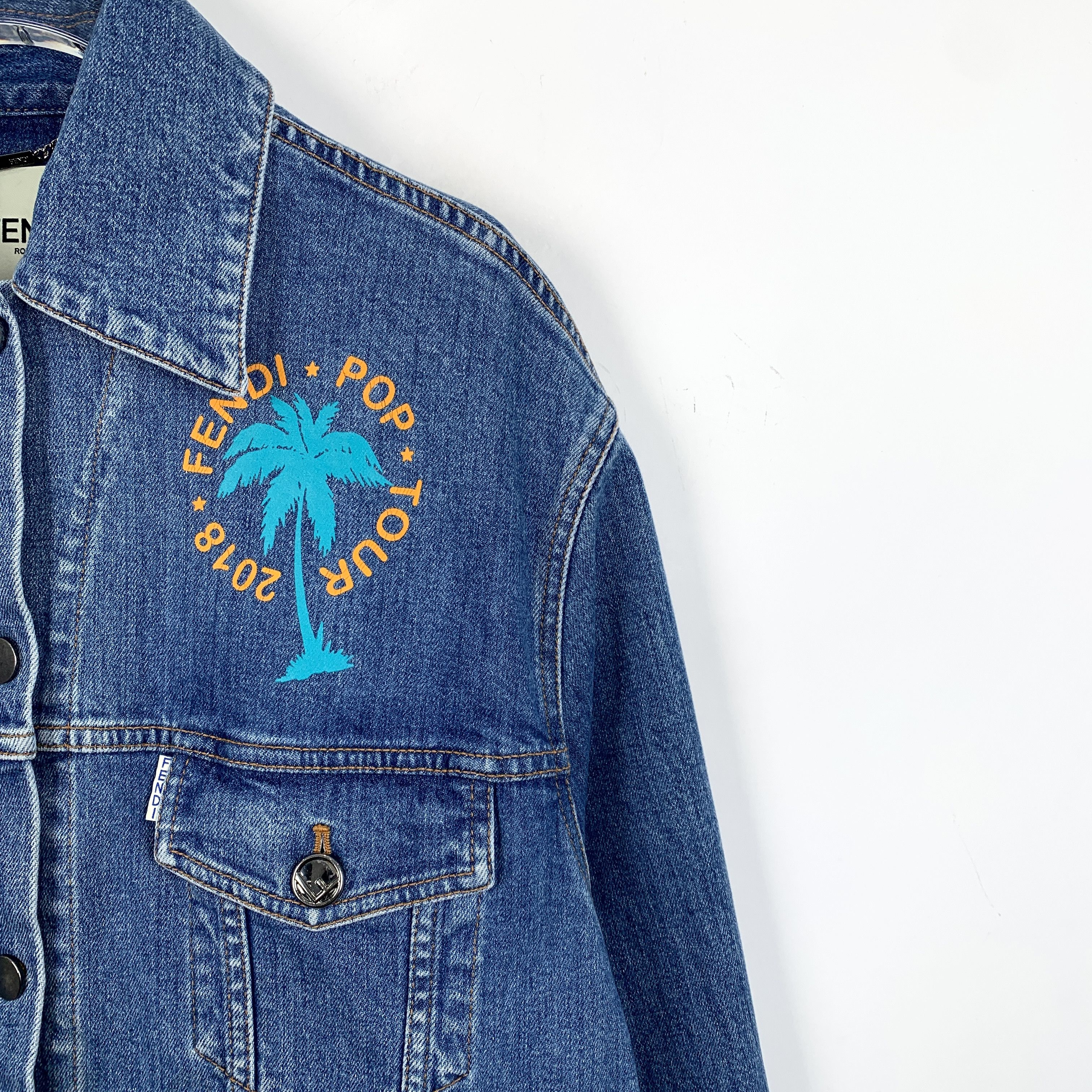 Fendi J14957 Fendi Womens Blue Denim Jacket Size M / US 6-8 / IT 42-44 - 3 Thumbnail