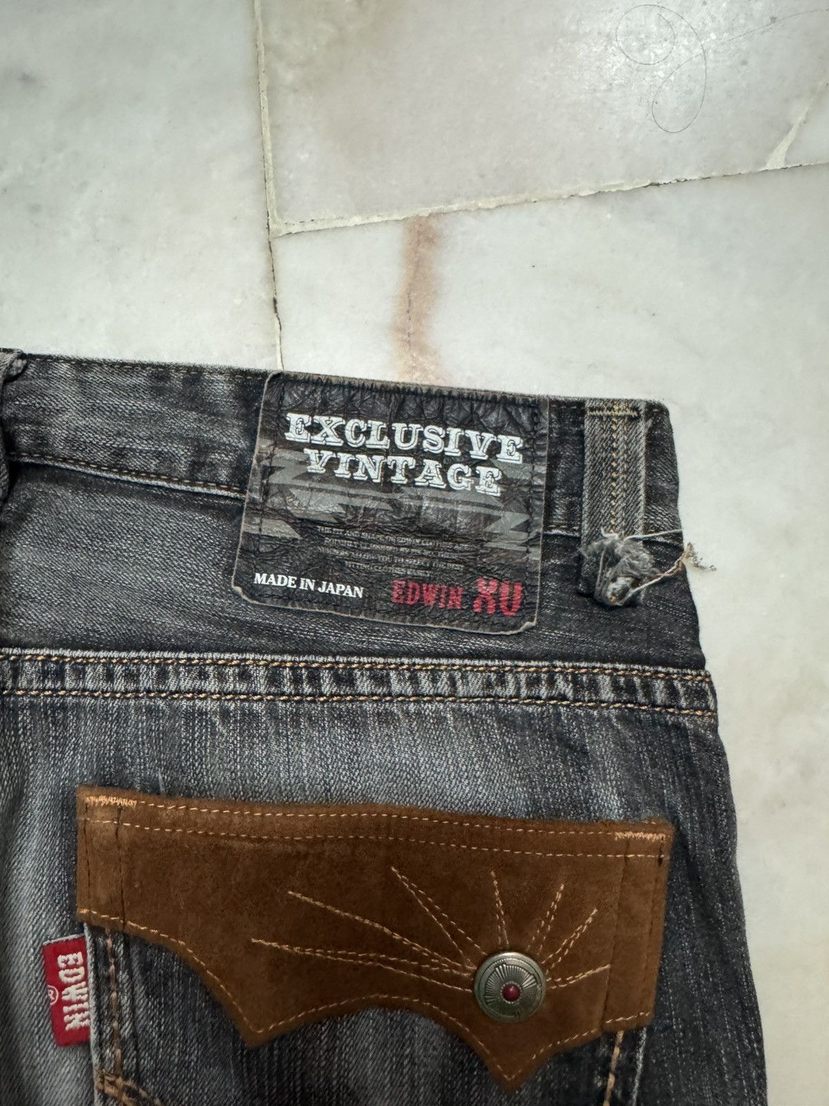 Japanese Brand 💥THRASHED💥90s STYLE EDWIN XV SICK SANDWASHED RARE FADES Size US 35 - 14 Thumbnail