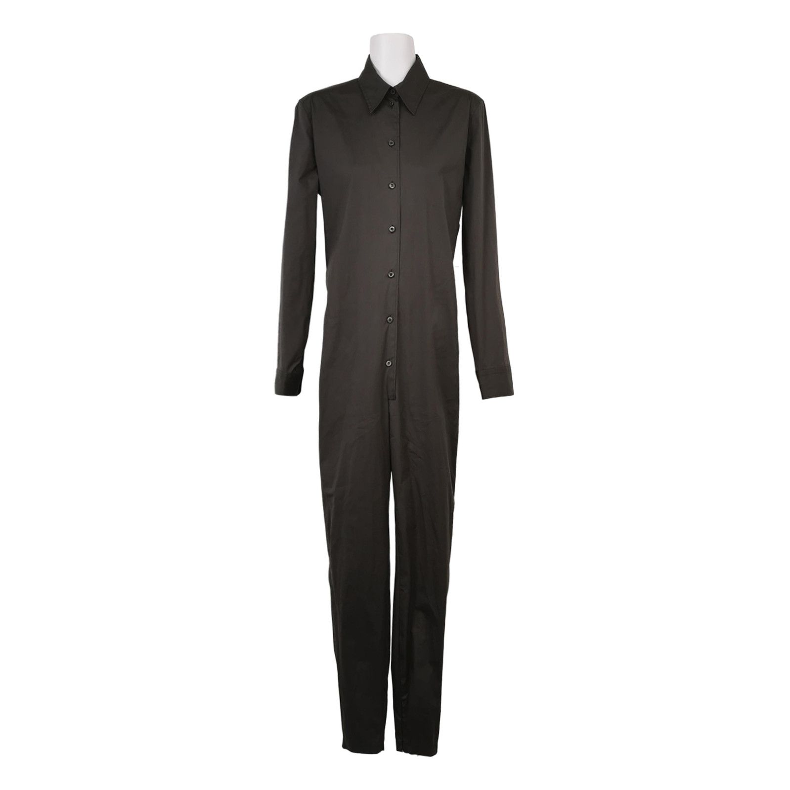 Prada Prada Long Sleeve Button-Up Jumpsuit in Black - dmc Size 40" / US 18 - 1 Thumbnail