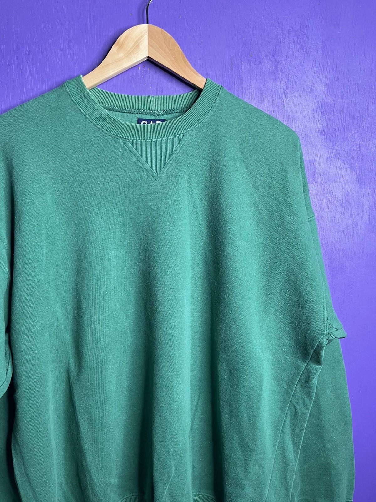 Gap × Vintage Vintage 90s GAP blank green sweatshirt Size US L / EU 52-54 / 3 - 3 Thumbnail