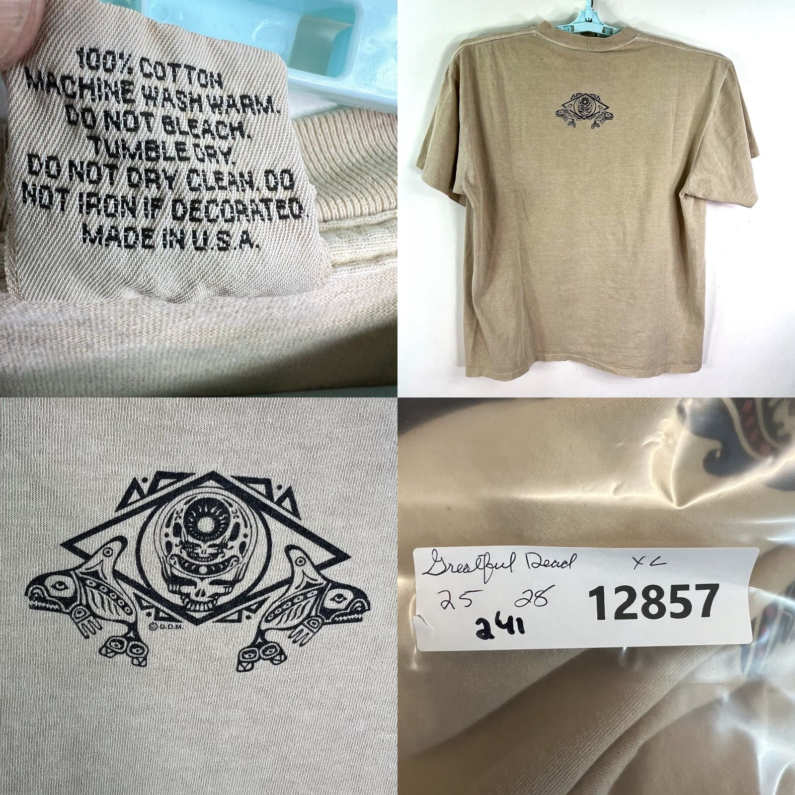Vintage VINTAGE Grateful Dead T-Shirt XL Brown Graphic Print 90s Band Double-Sided Mens Size US XL / EU 56 / 4 - 8 Thumbnail