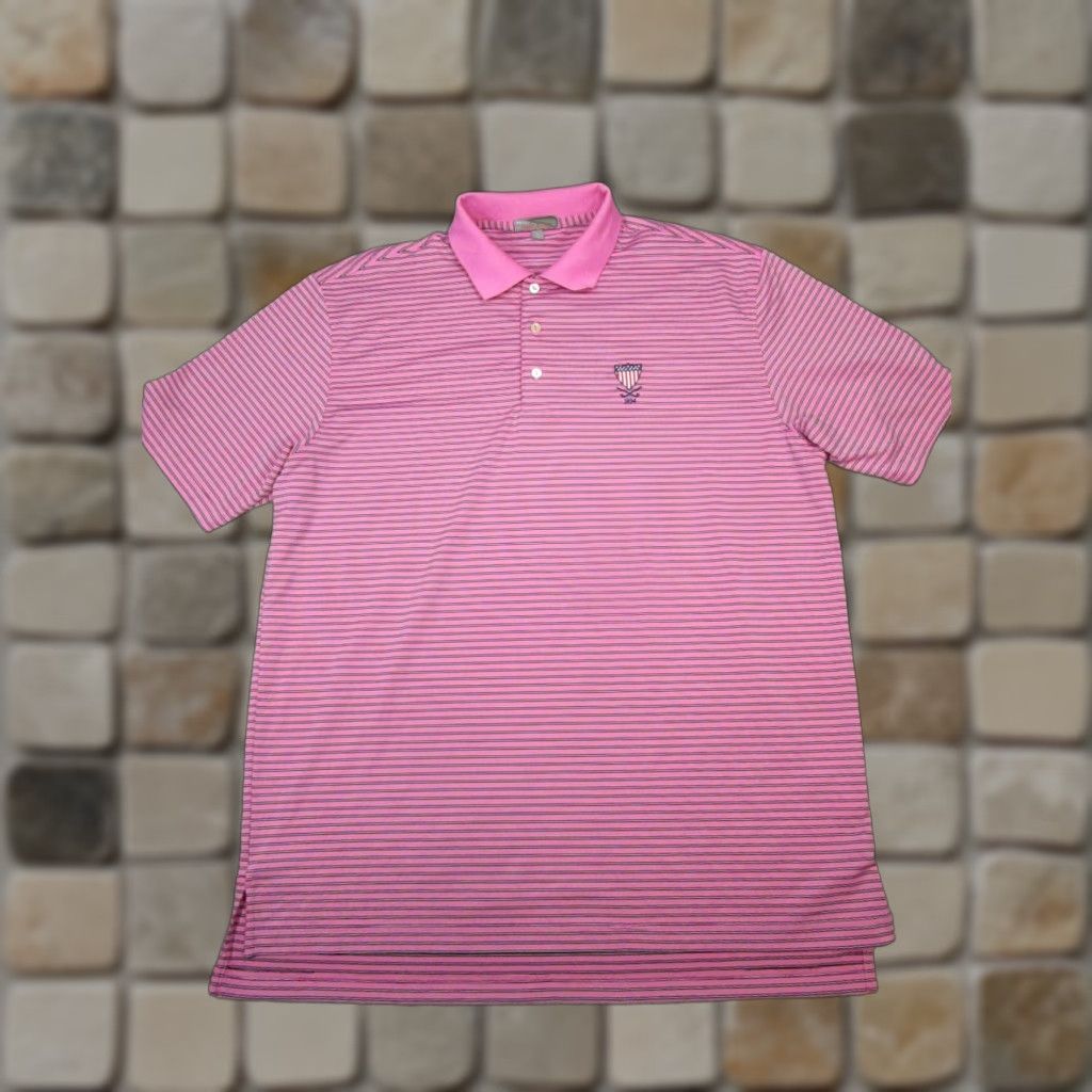 Peter Millar Peter Millar Polo Shirt Mens L Pink Striped Summer Comfort Golf Logo Shirt Size US L / EU 52-54 / 3 - 1 Thumbnail