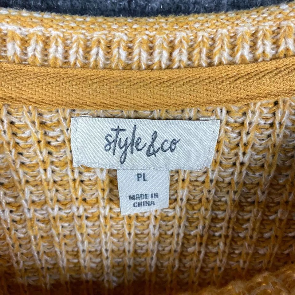 Style & Co Style & Co Sweater Women's Petite Large Knit Yellow PL Size L / US 10 / IT 46 - 3 Thumbnail