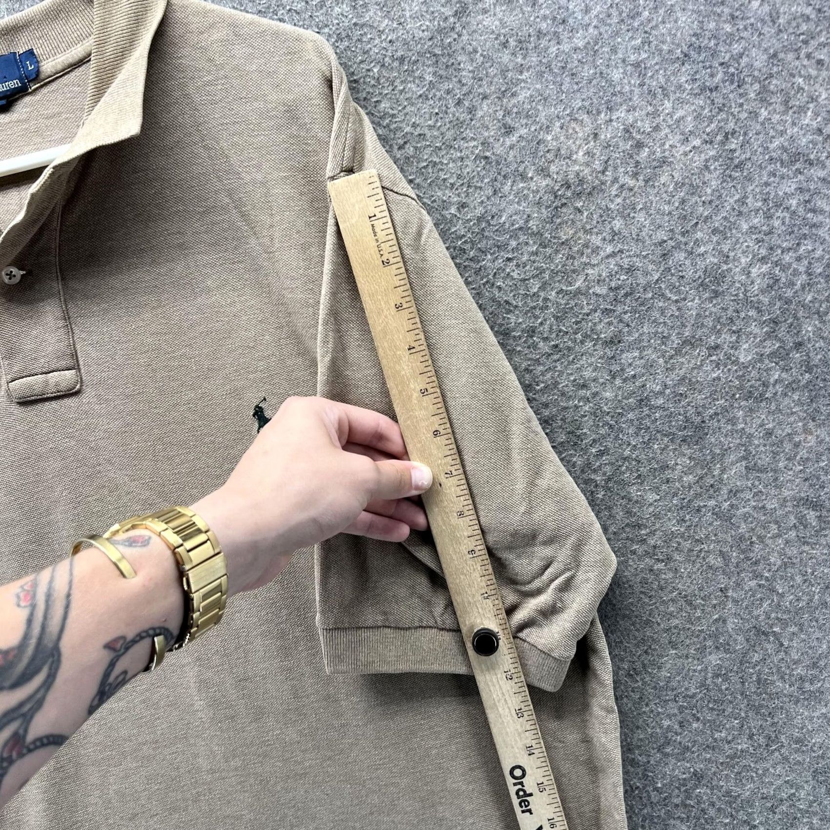 Polo Ralph Lauren Polo Ralph Lauren Polo Shirt Mens L Beige Pique Knit Pony Logo Casual Size US L / EU 52-54 / 3 - 3 Thumbnail