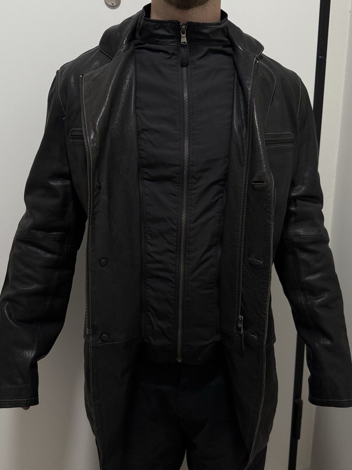 Guy Laroche Vintage Guy Laroche Homme Mens Leather Jacket Hybrid Coat Size US L / EU 52-54 / 3 - 3 Thumbnail