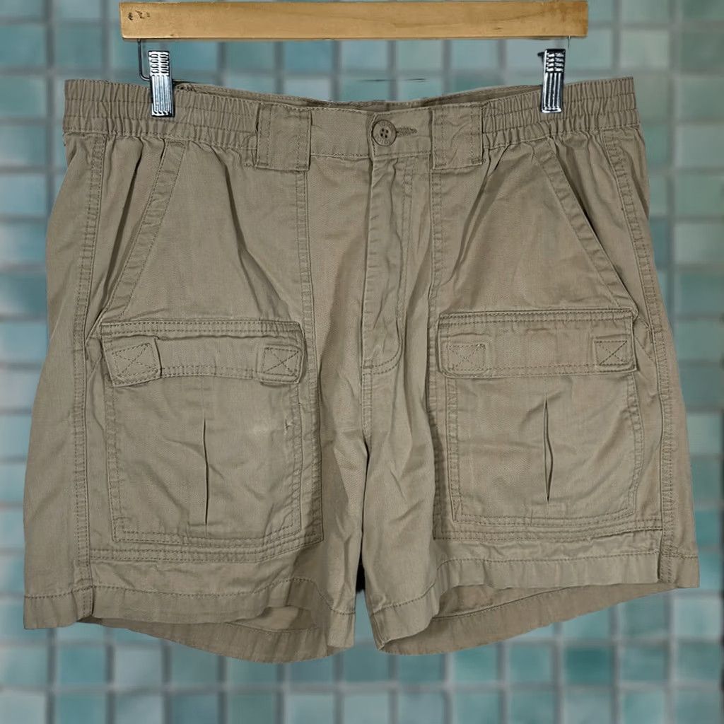 Vintage Talos Cargo Shorts Mens 38 Hiking Outdoor Camping Elastic Waist Tan Blue Cargo Men 38 Tan Blue Damaged Front Pocket Size US 38 / EU 54 - 1 Thumbnail