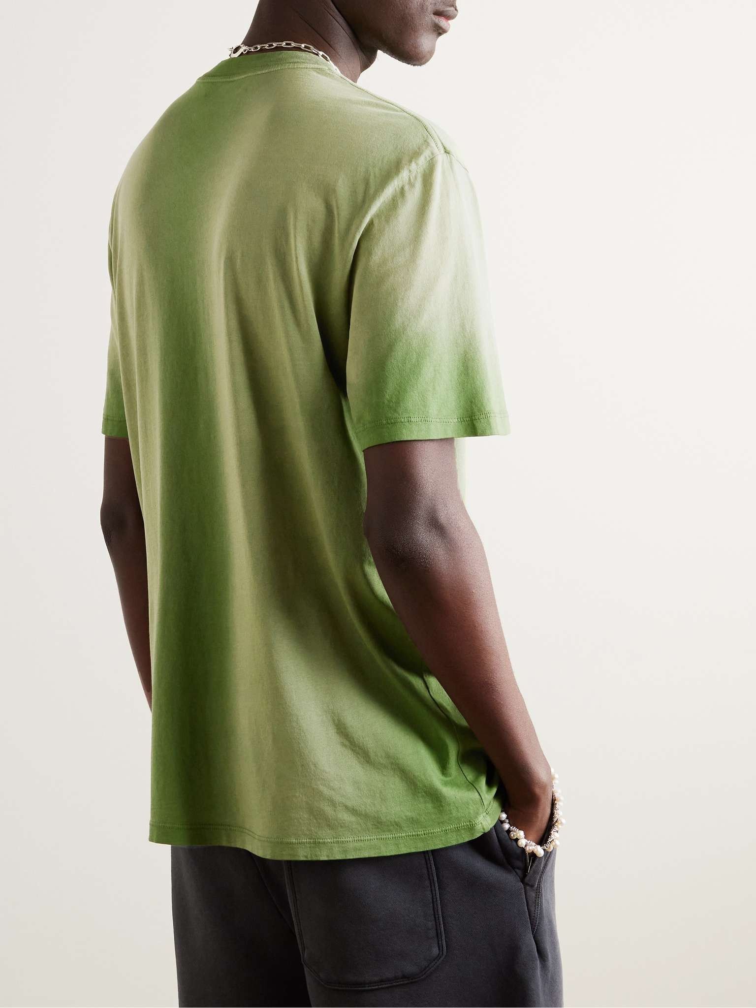 Amiri oc11z0225 Track Logo-Flocked T-Shirt in Green Size US L / EU 52-54 / 3 - 3 Thumbnail