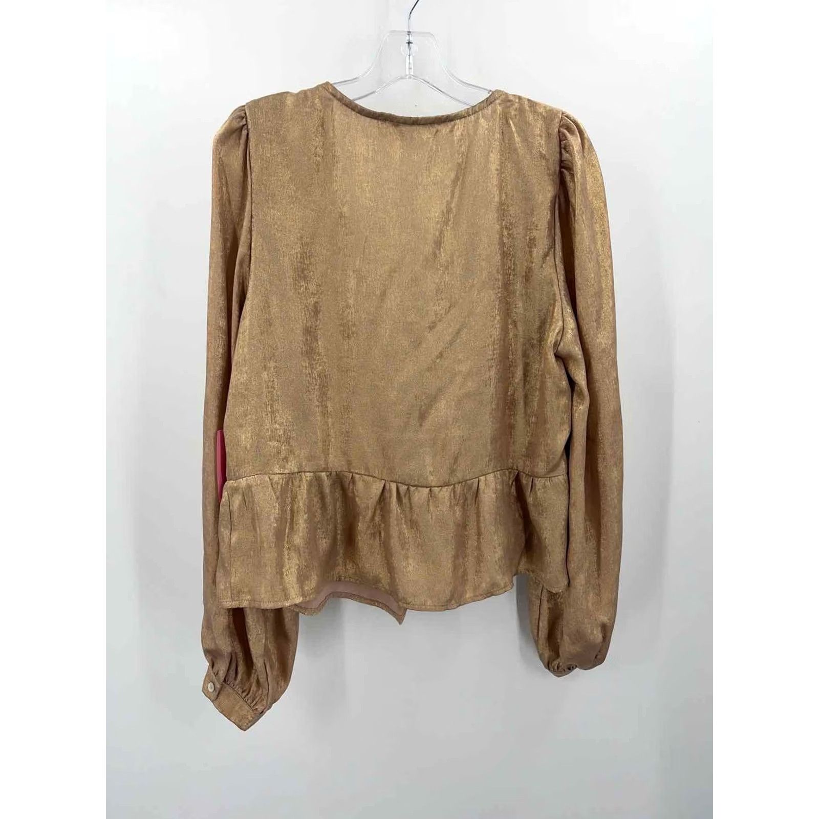 Vintage VINE & LOVE Gold Long Sleeve Blouse Large, Pre-Owned Size L / US 10 / IT 46 - 2 Thumbnail