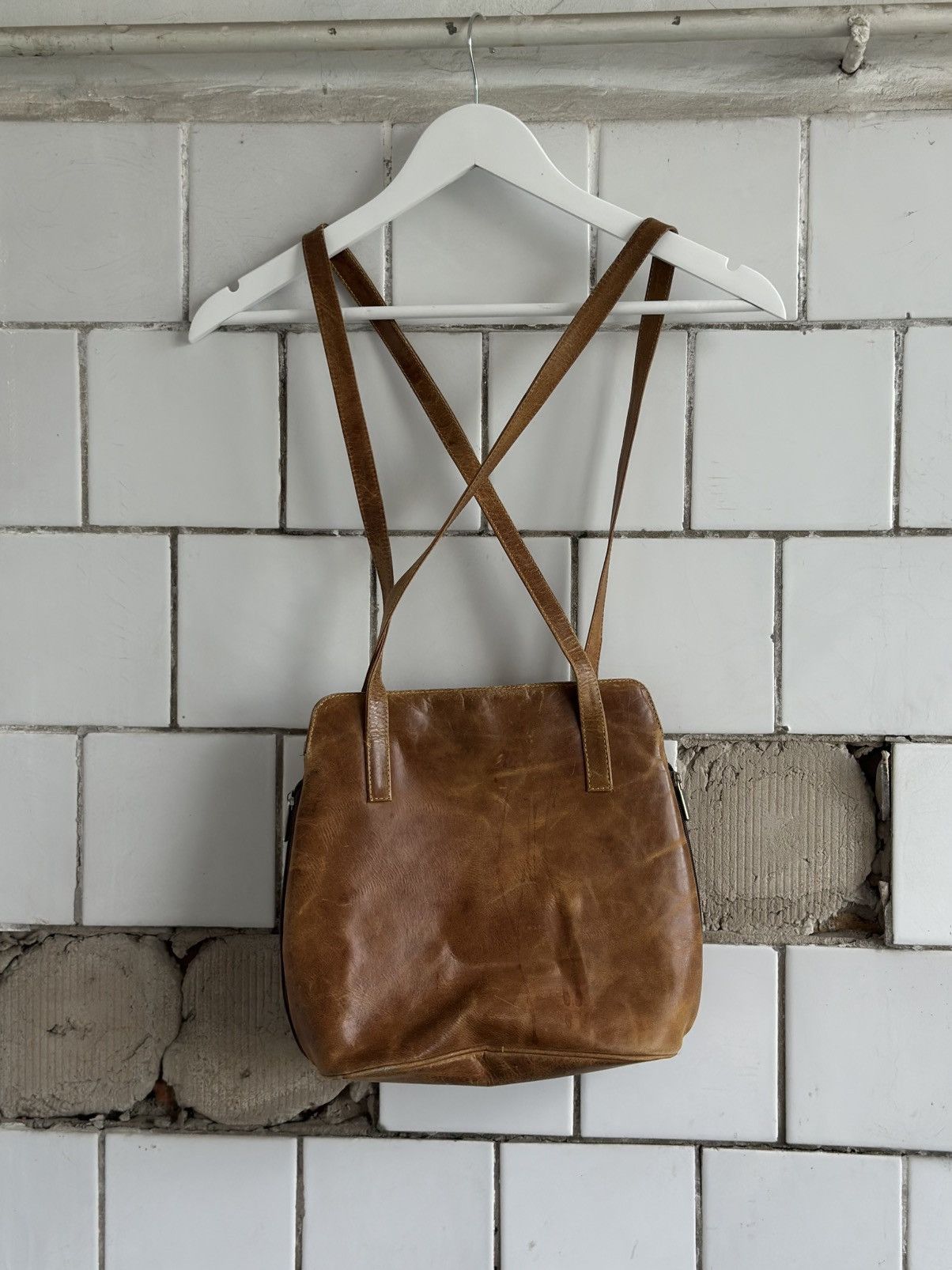 Genuine Leather Vintage Japanese Style Leather Hands Bag Y2K 00s USA Size ONE SIZE - 2 Thumbnail