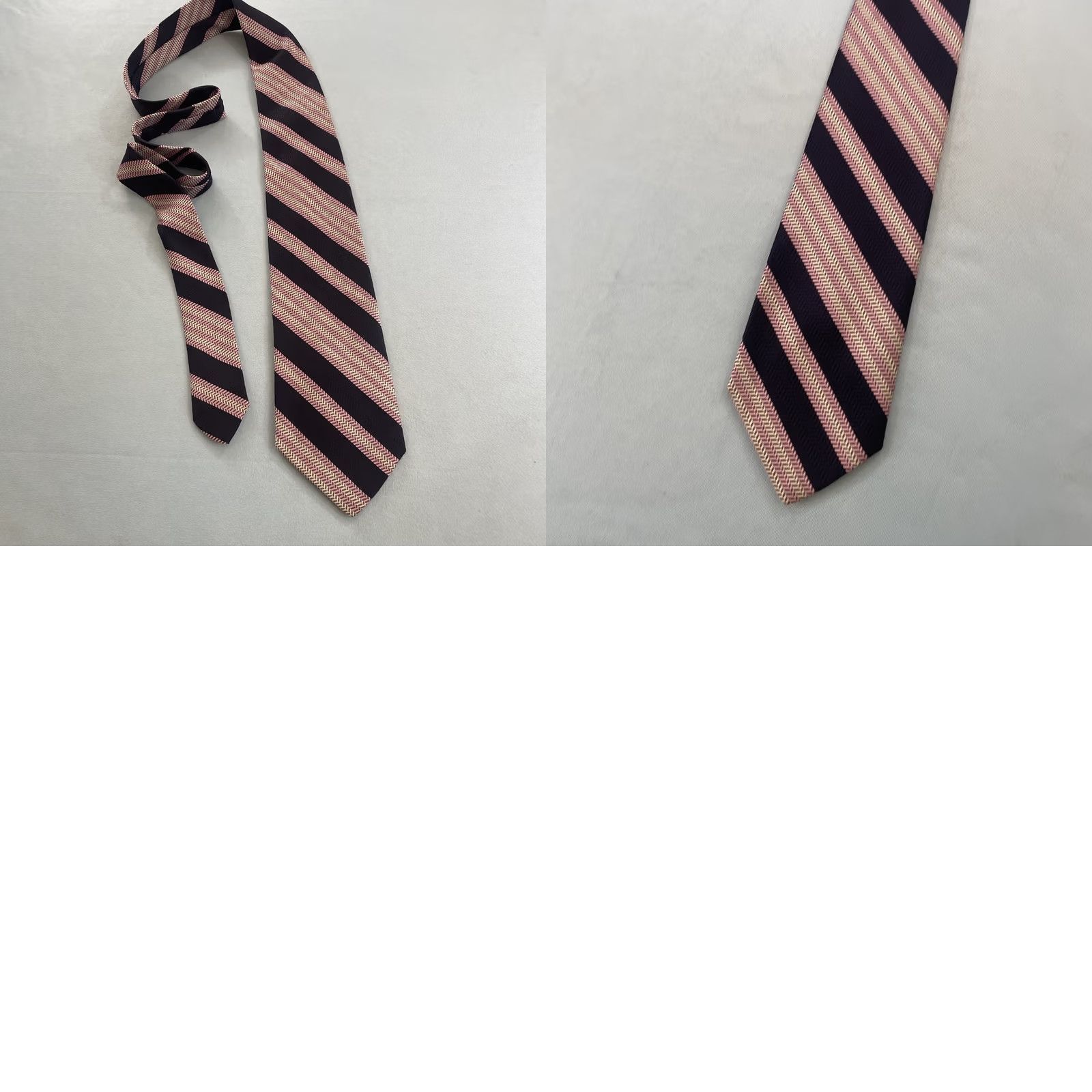 Pinko VINTAGE NeckTie Pink Blue Repp Stripe Polyester Thick Woven Retro Disco 70s Wide 4x56 Mens Size ONE SIZE - 10 Thumbnail