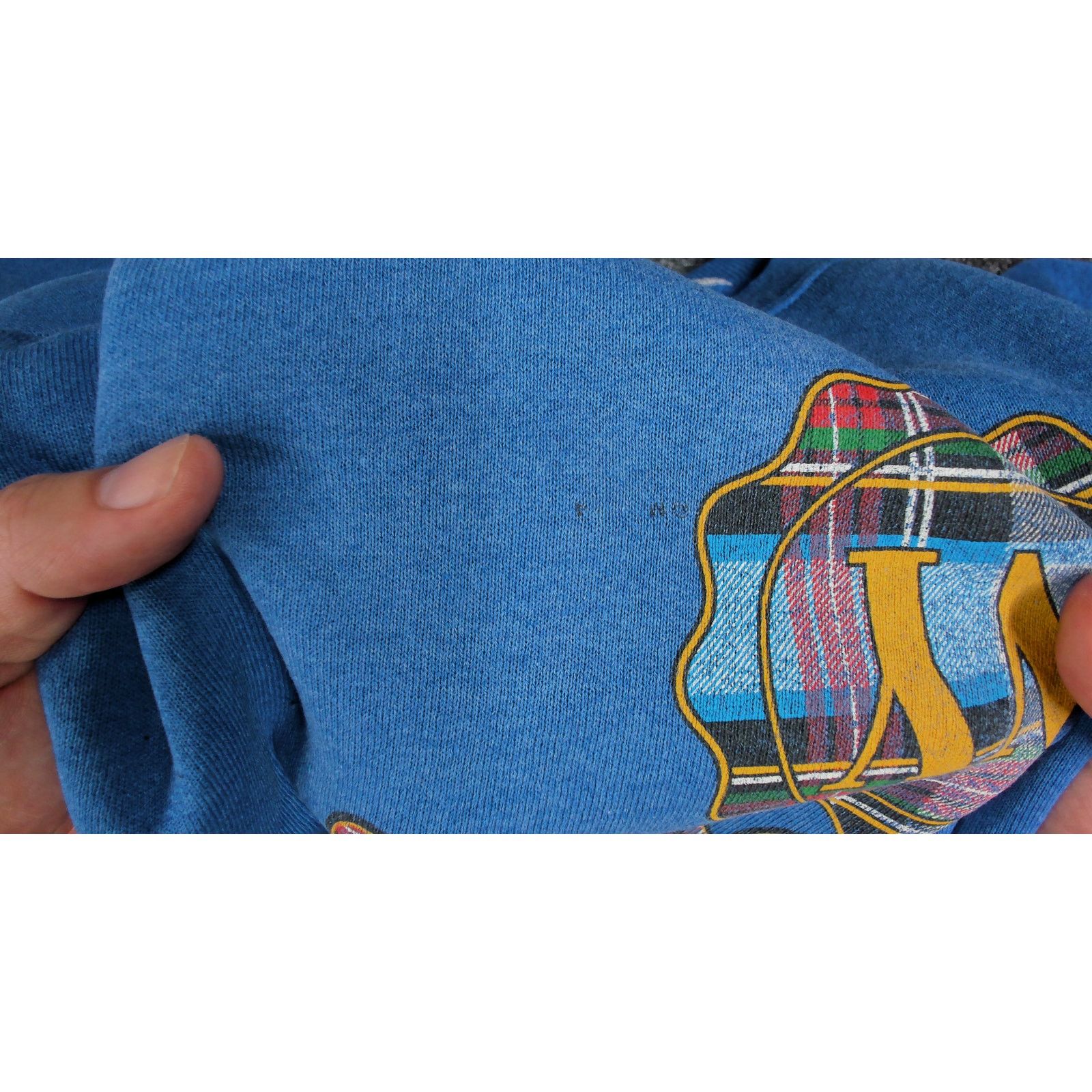 Vintage Vintage 80s Faded Blue NY Upside Down Error Sweatshirt Size US L / EU 52-54 / 3 - 10 Thumbnail
