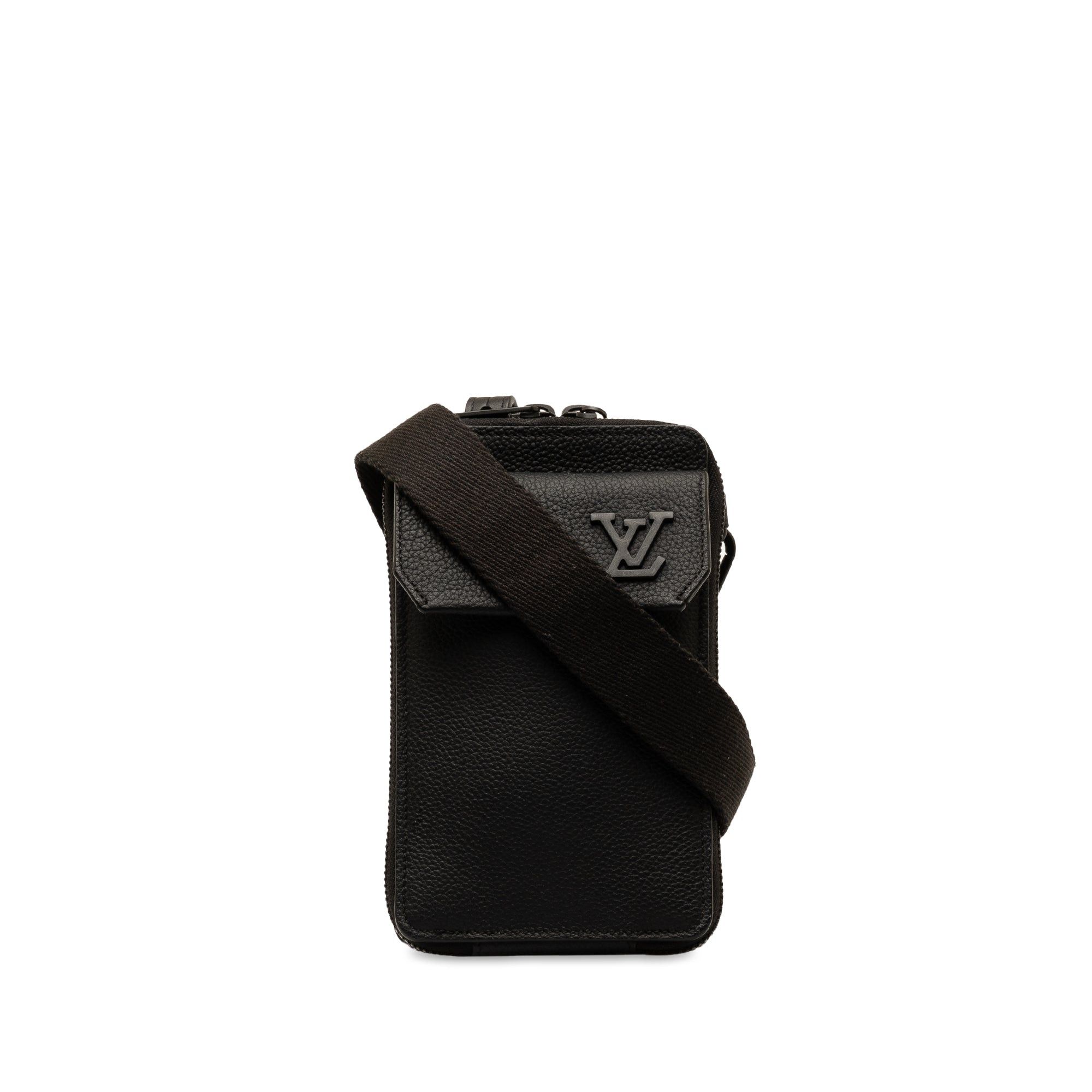 image of Louis Vuitton Aerogram Phone Pouch Crossbody Bag in Black, Women's