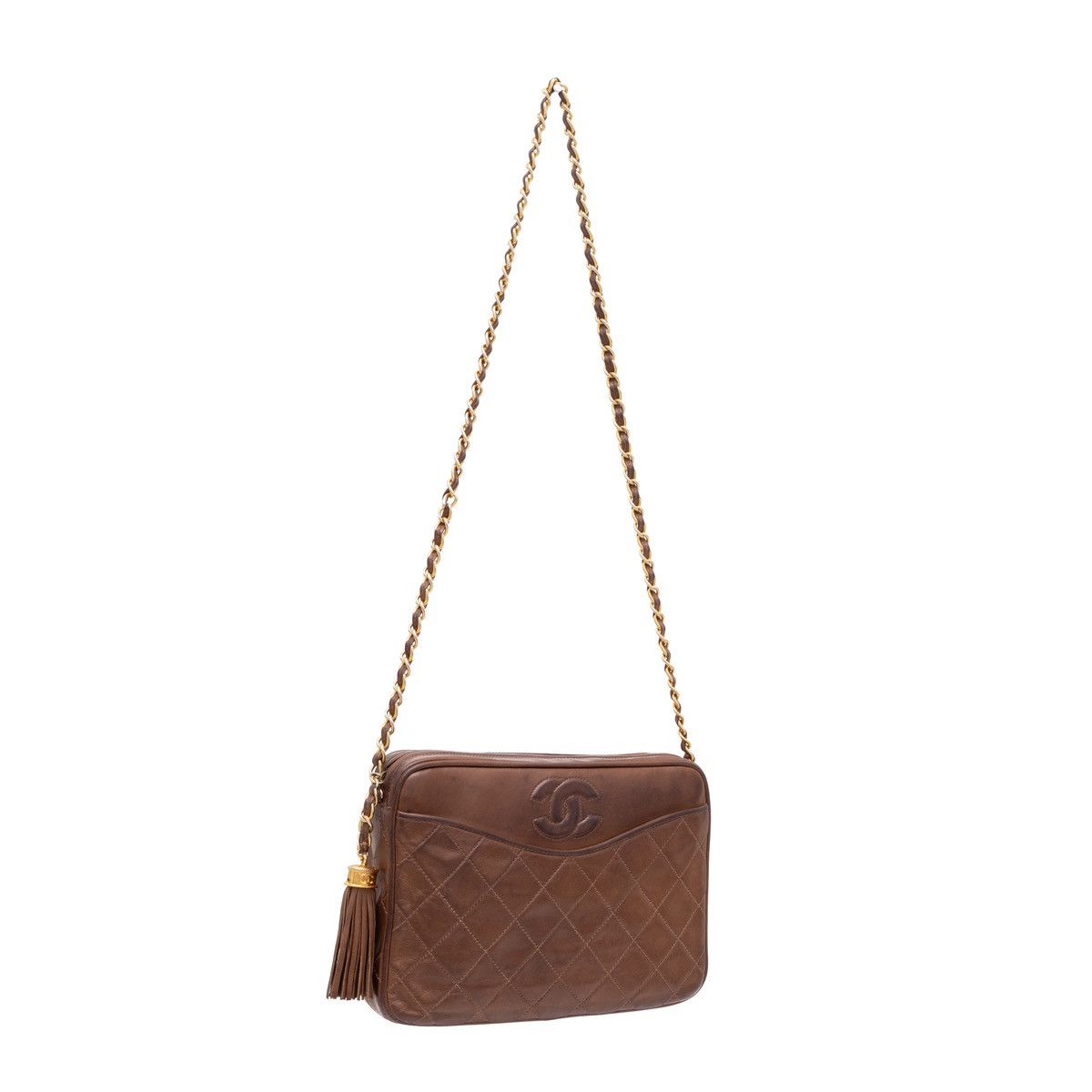 Chanel × Vintage Chanel 1986-1988 Tassel Camera Bag 24k Gold Plates Hardware Size ONE SIZE - 3 Thumbnail