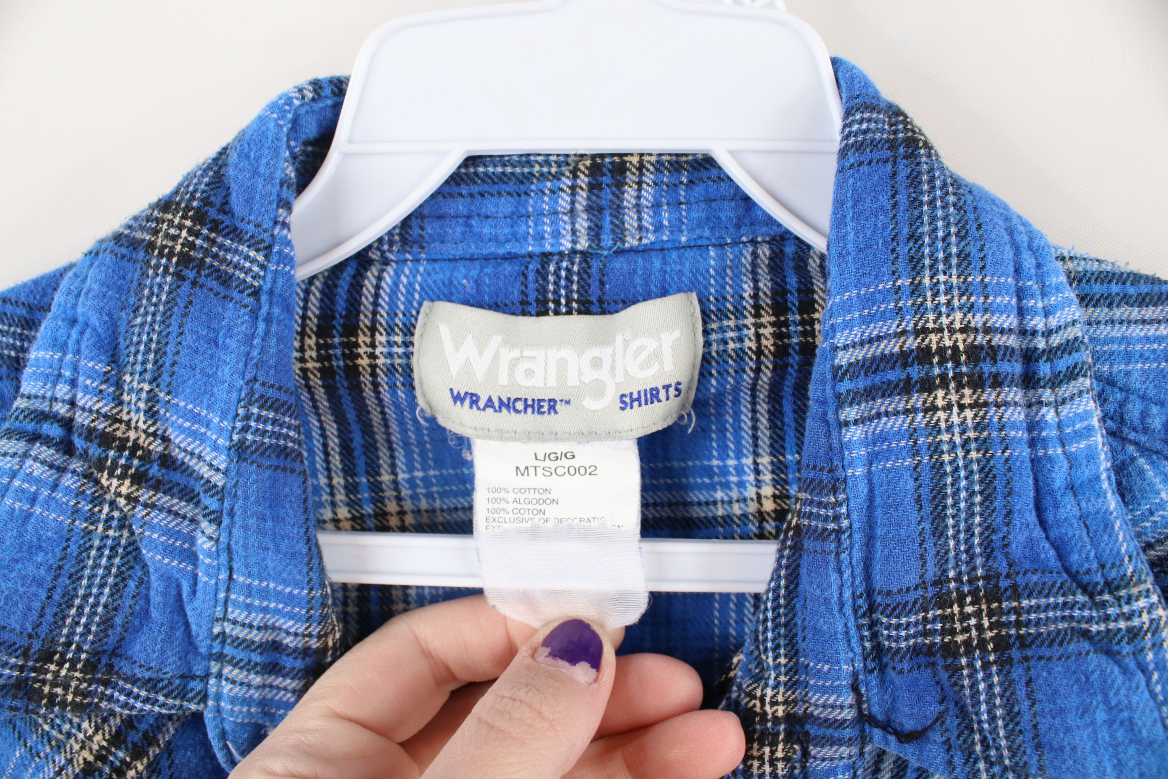 Vintage Vintage 90s Wrangler Flannel Western Rodeo Snap Button Shirt Size US L / EU 52-54 / 3 - 6 Thumbnail