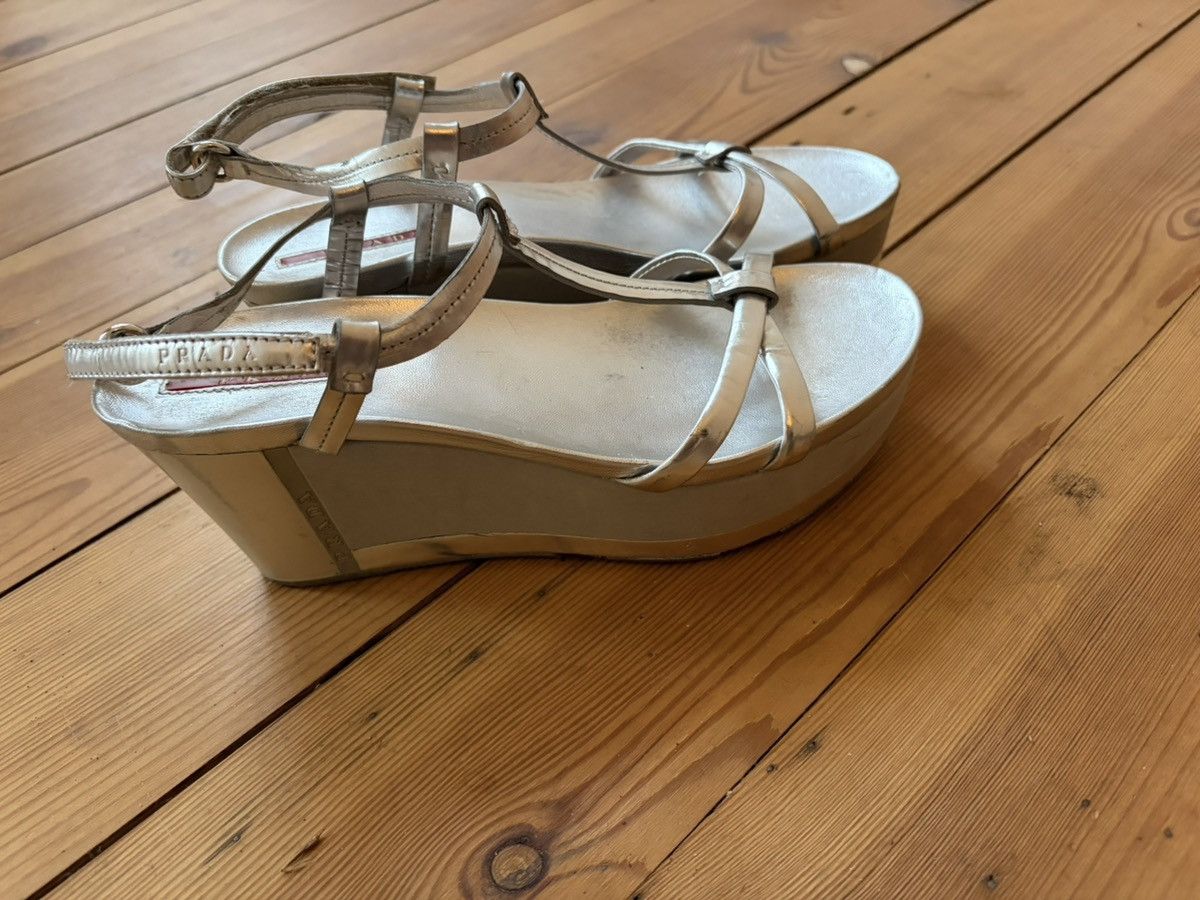 Prada Iconic Prada silver platform sandal Size US 7 / IT 37 - 5 Thumbnail