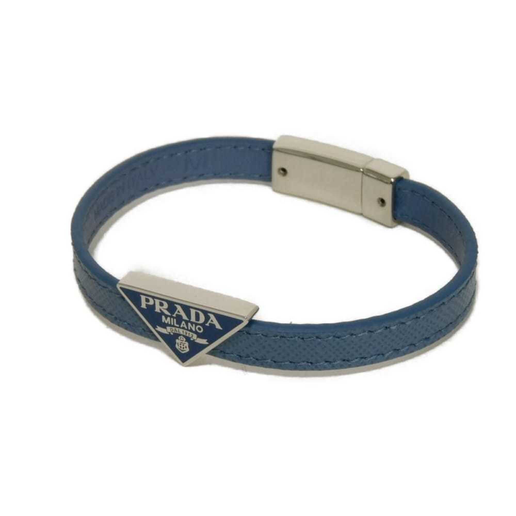 Prada Prada Saffiano Bracelet, Size M, Enamel Blue, Silver Triangle Logo, Avio 2IB289 053 F0154, Men's/Women's Size ONE SIZE - 1 Thumbnail