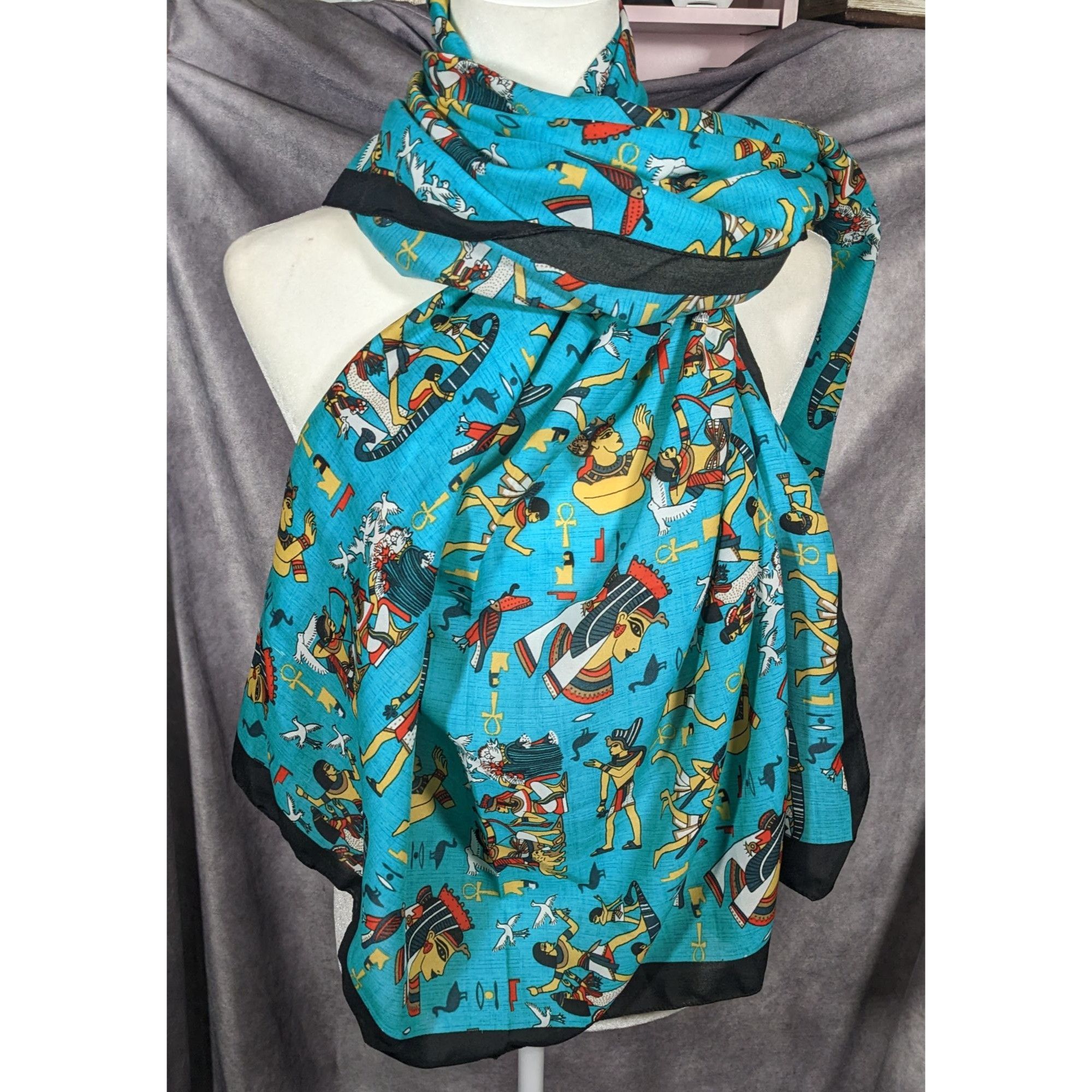Other Vintage Teal Egyptian Souvenir Ehab Scarf Size ONE SIZE - 12 Thumbnail