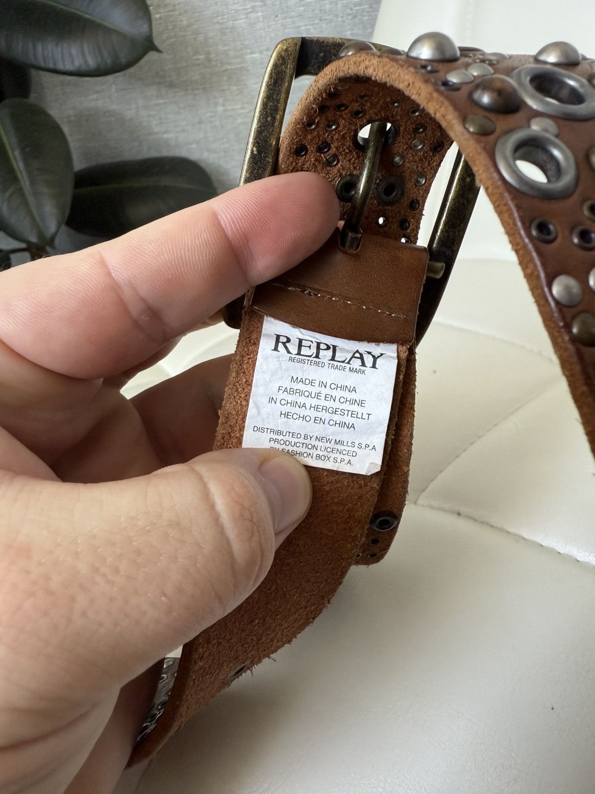 Replay Replay Brown Leather Belt Studs Rivets Western Vintage Style Size ONE SIZE - 8 Thumbnail