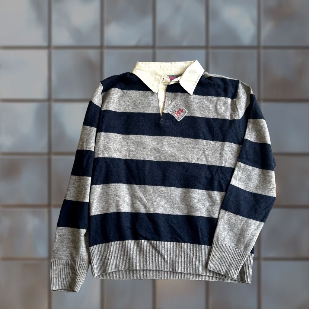 Vintage VINTAGE Y2K Button Up Polo 2XL Blue & Gray Wool Long Sleeve Women’s Size XXL / US 16-18 / IT 52-54 - 1 Thumbnail