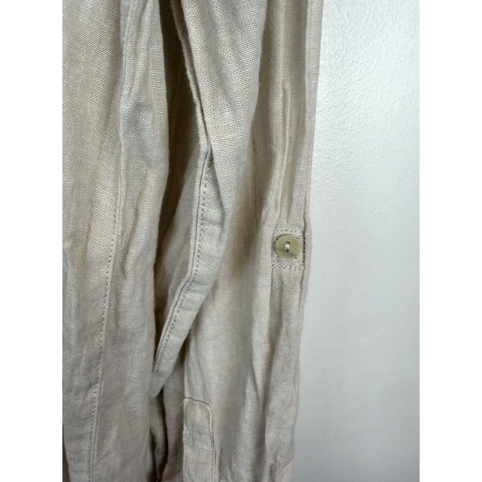 Pinko Sigrid Olsen Tunic Shirt Womens 1X Pink Linen Roll Tab Beach Coastal Top 100% Size L / US 10 / IT 46 - 7 Thumbnail