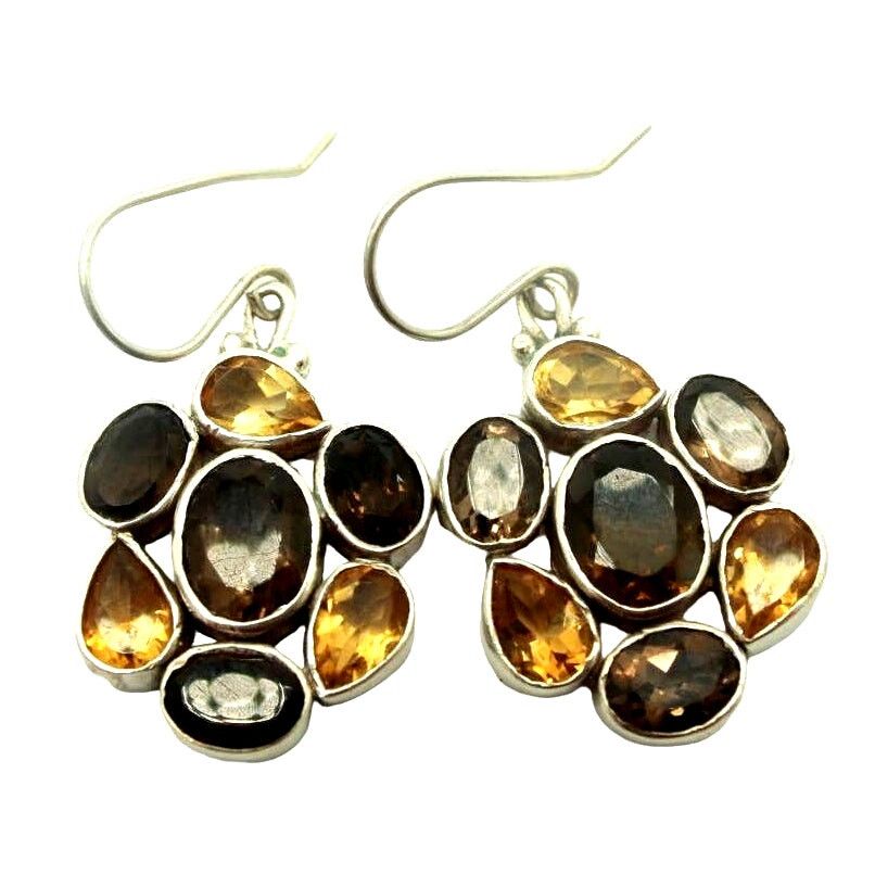 Other Nepal Silver Earrings Genuine Citrine & Amethyst 1-1/2" Drop Size ONE SIZE - 1 Thumbnail