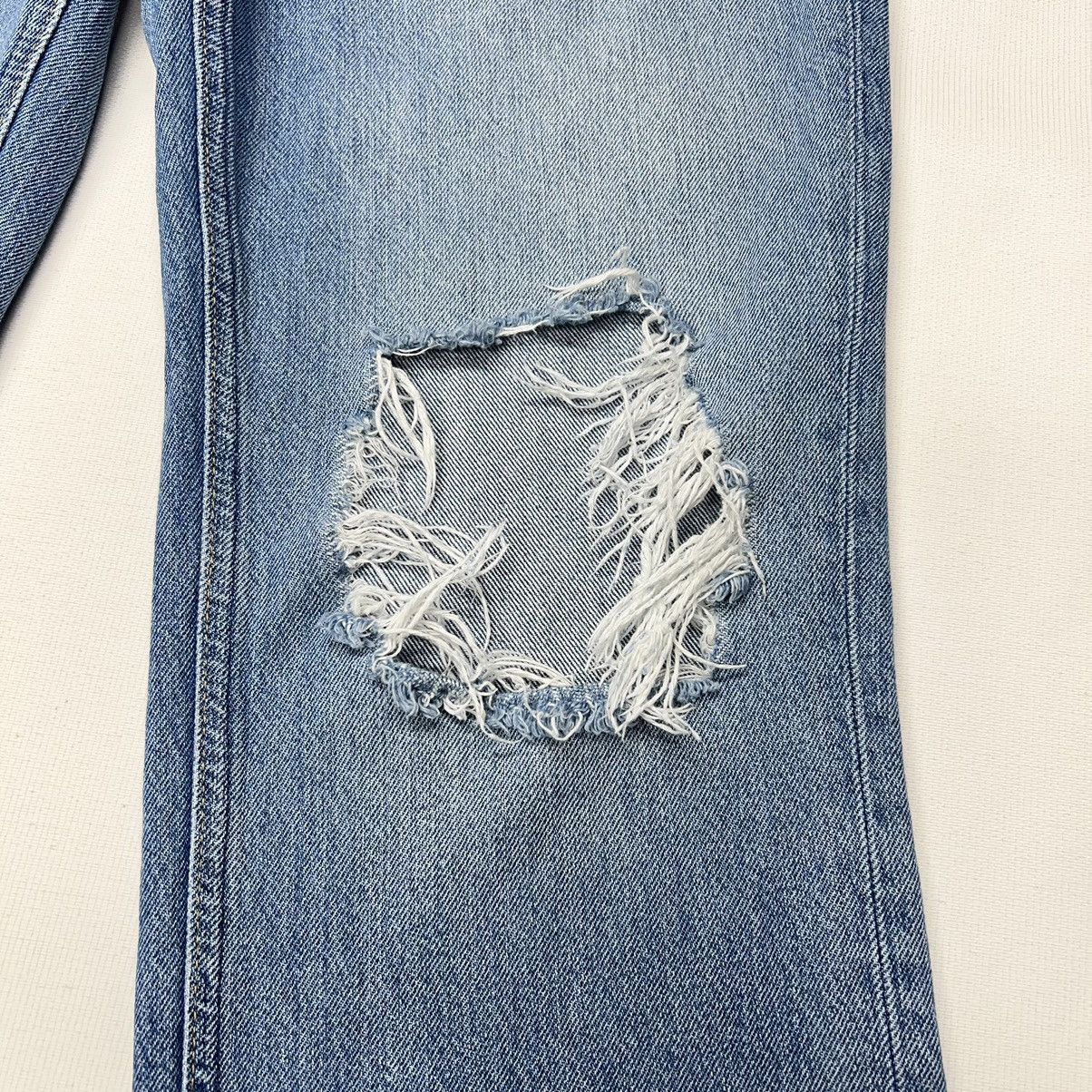Free People We The Free Jeans Blue Straight Distressed Destroyed Ripped Size 29" - 4 Thumbnail