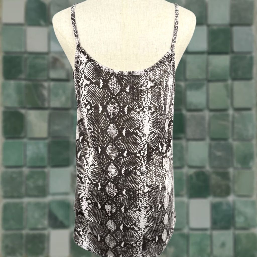 Vintage Fifth Ray Tank Top Small Snakeskin Camisole Trendy Crisscross Festival Tie Front Size S / US 4 / IT 40 - 1 Thumbnail