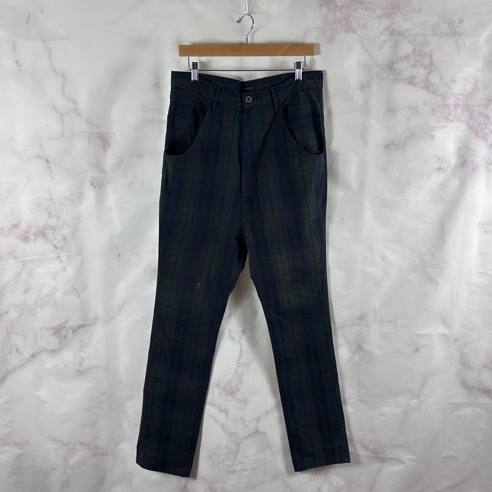 Kapital Green Plaid Buckle Back Pants Size US 33 - 1 Thumbnail