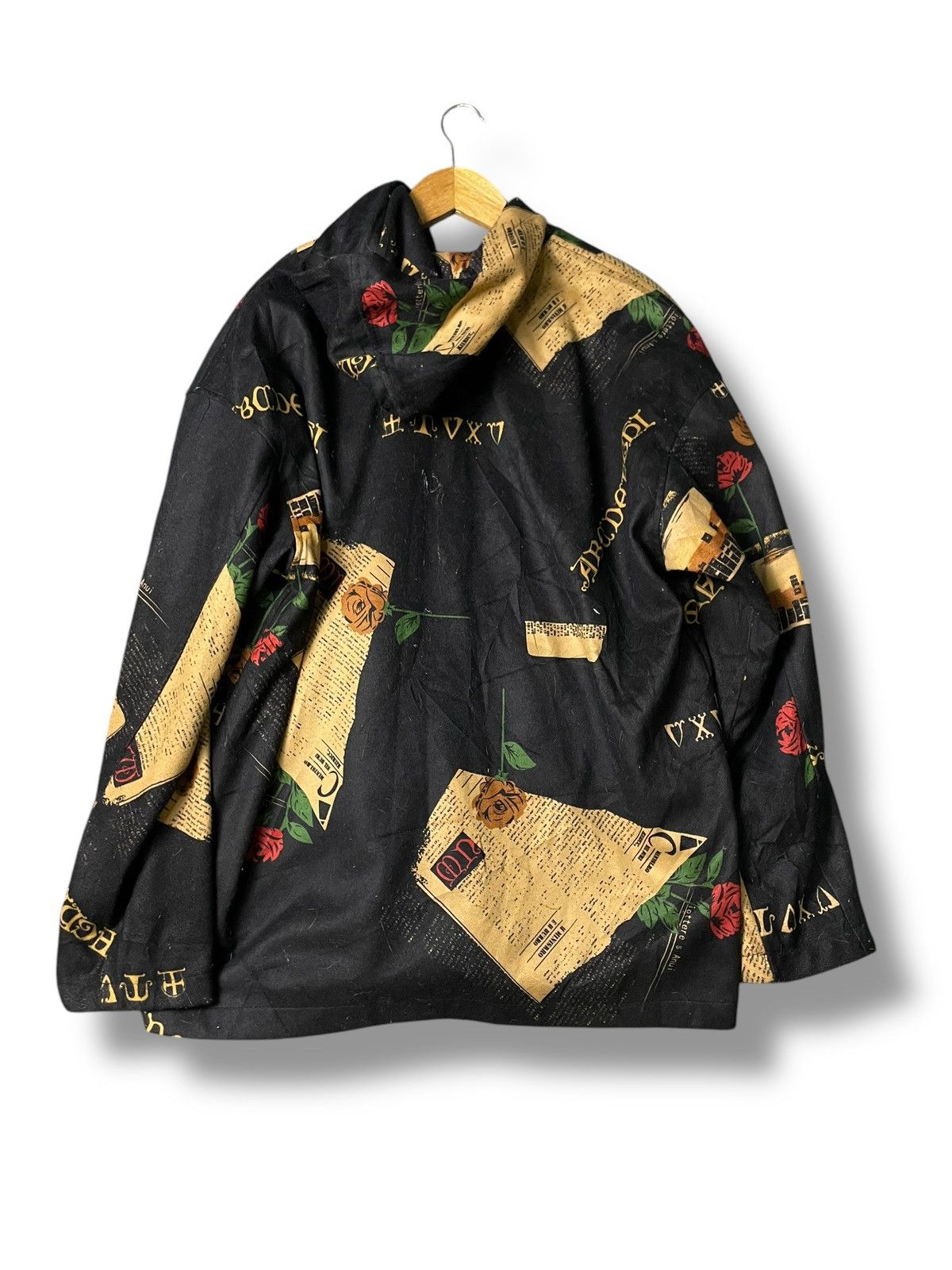 Japanese Brand × Vintage Japanese Brand Newspaper Graphic Hooded Jacket (107) Size US XXL / EU 58 / 5 - 7 Thumbnail