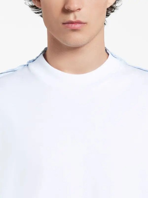 Marni o1w1db10125 Contrasting Panel-Detail Cotton T-Shirt in White Size US L / EU 52-54 / 3 - 5 Thumbnail